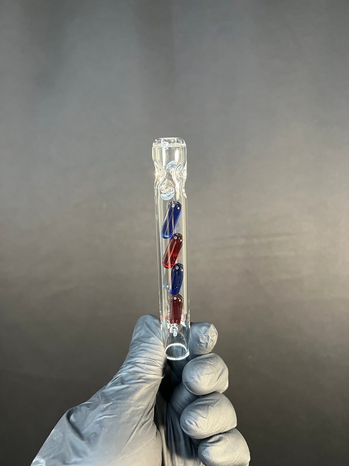 Glass 4 Terp Pill Stem w/ dimpled mouthpiece - Cobalt/ Res