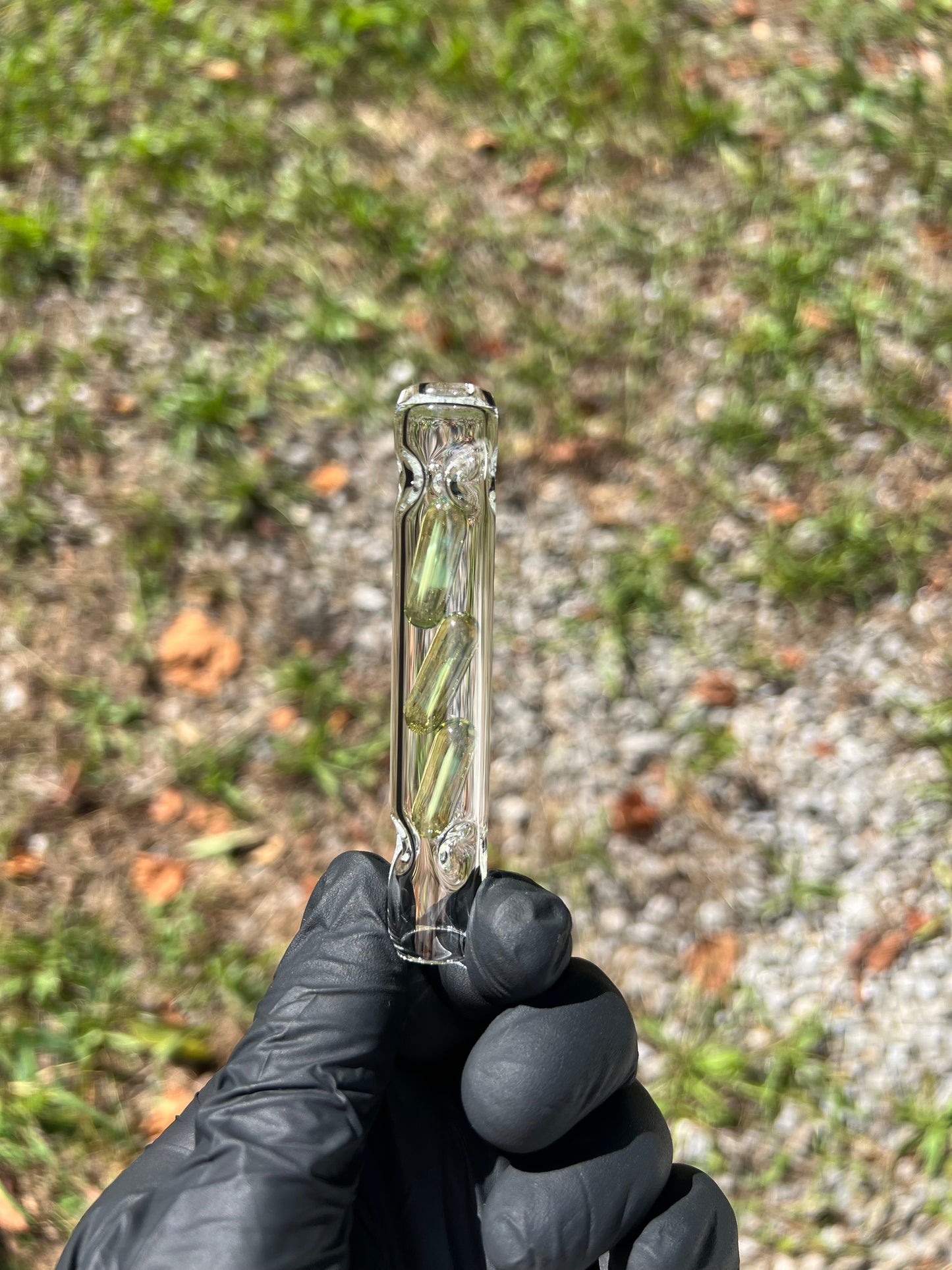 Tinymight Glass 3 Terp Pill Stem w/ dimpled mouthpiece - Milky Yoshi (CFL)
