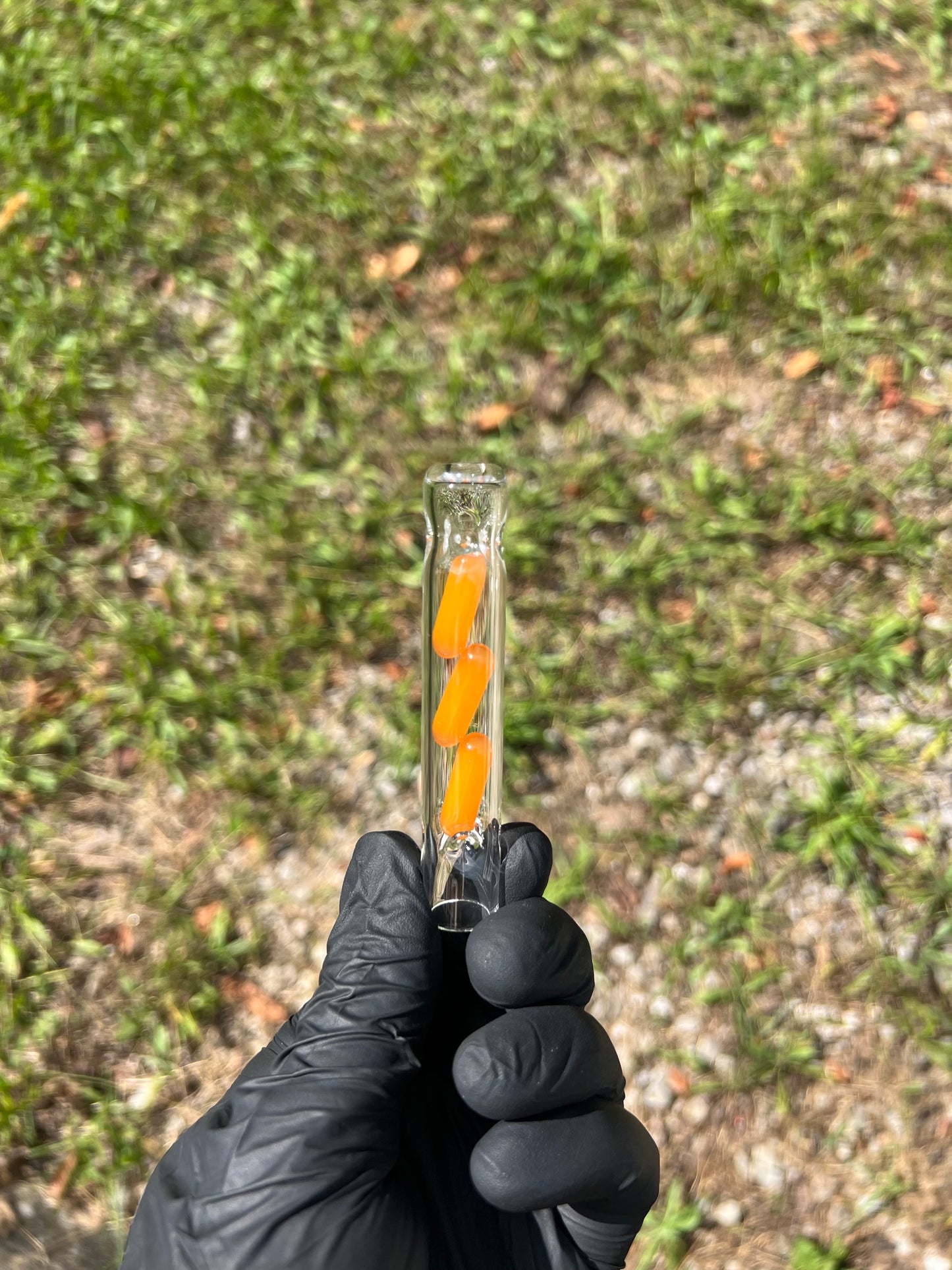 Tinymight Glass 3 Terp Pill Stem w/ dimpled mouthpiece - Orange