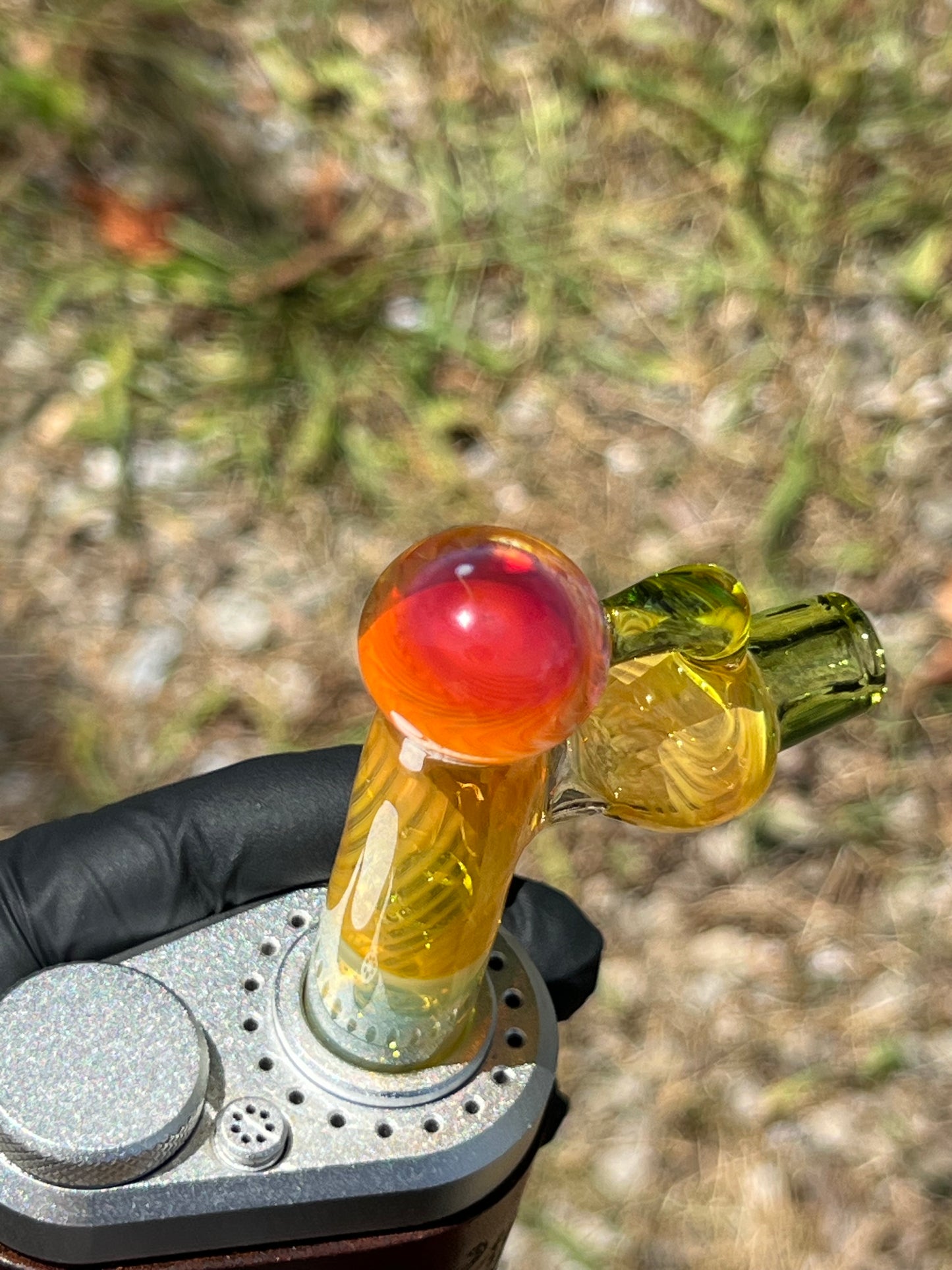 Tinymight Glass 5 Marble Stem Full Color implosion- Silver fume/ Absinthe
