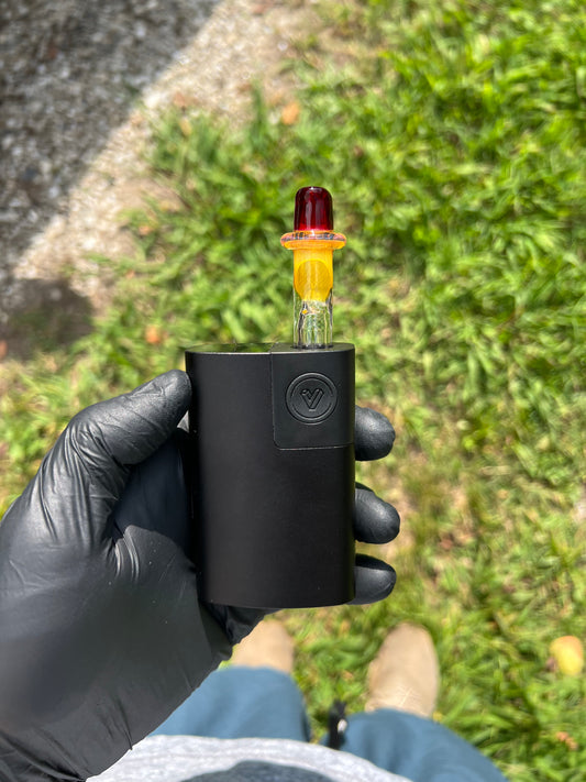 Potv Lobo/ One Glass stem- Silver Fume/ Red