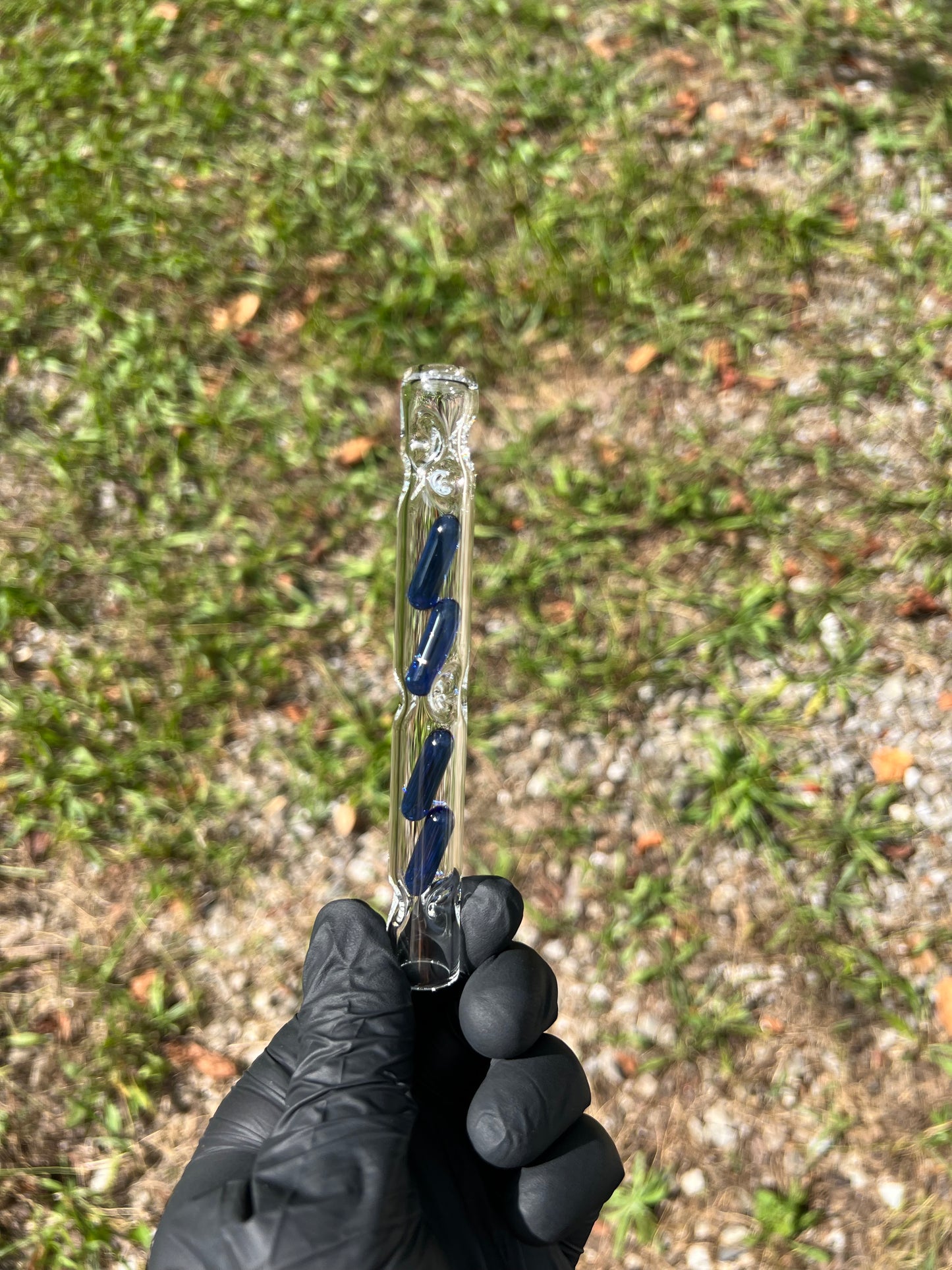 Tinymight Glass 4 Terp Pill Stem w/ dimpled mouthpiece - Cobalt#2