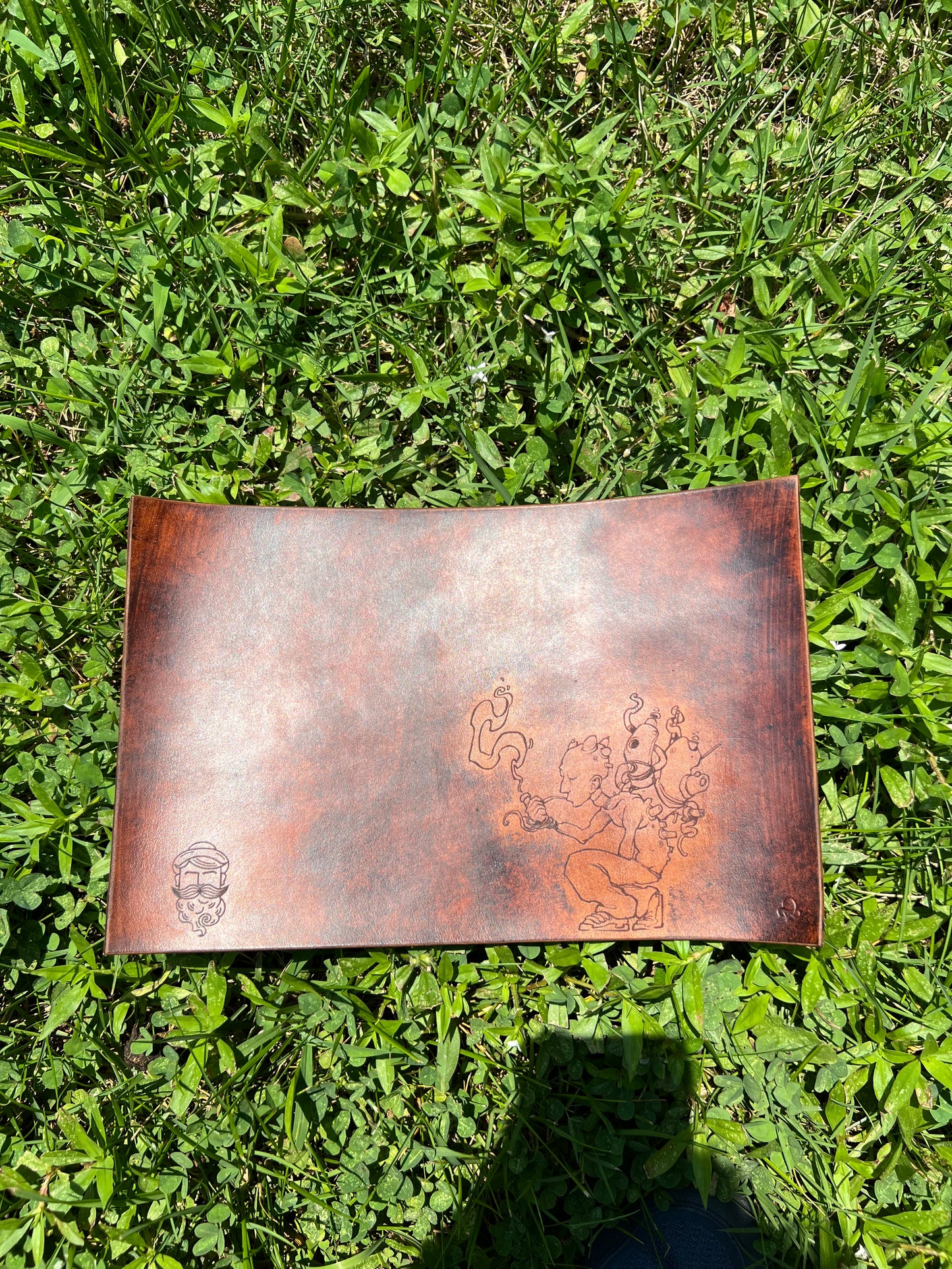 Large Engraved leather mat #1