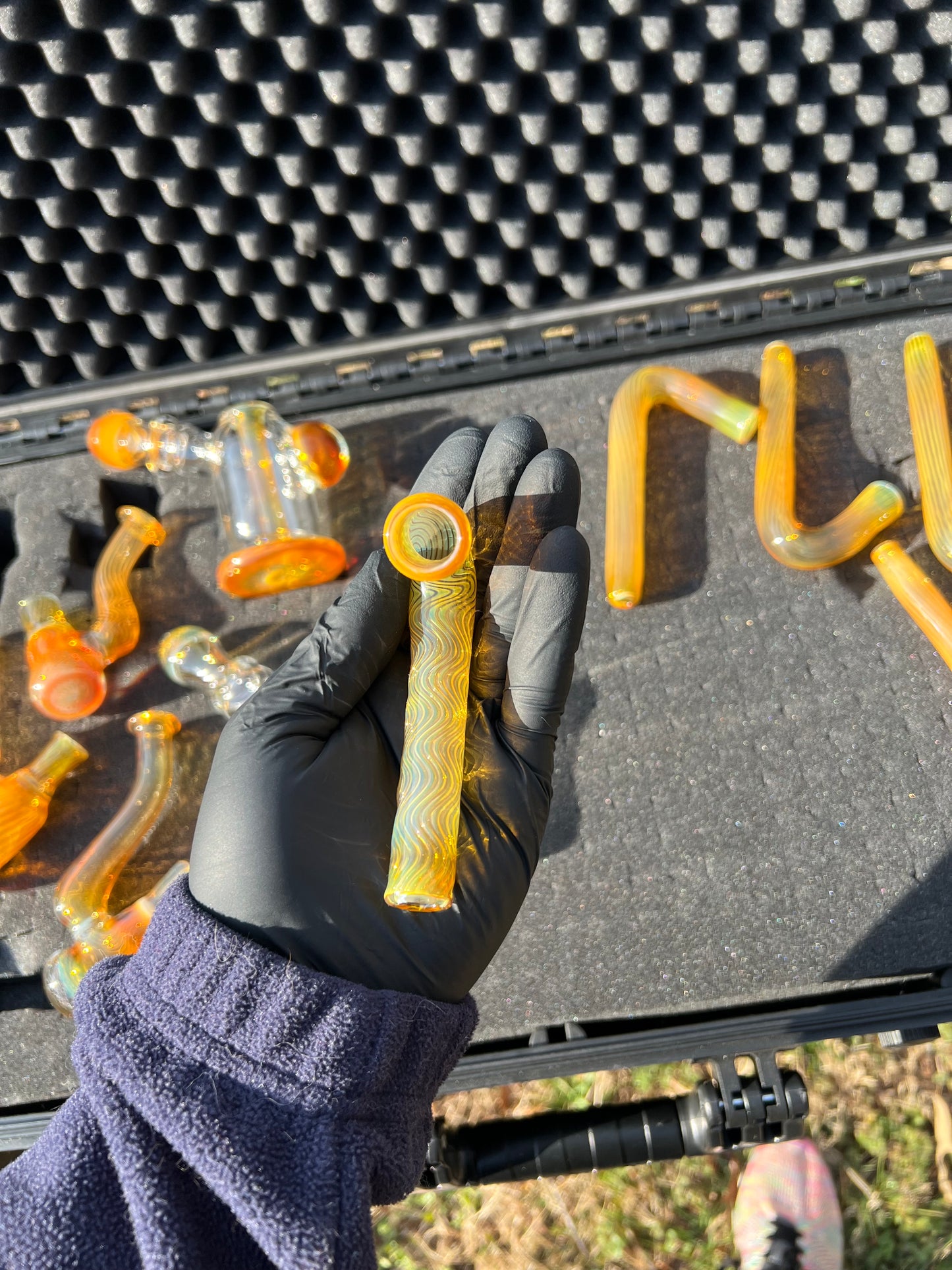 14mm Glass J hook - Silver Fume #5