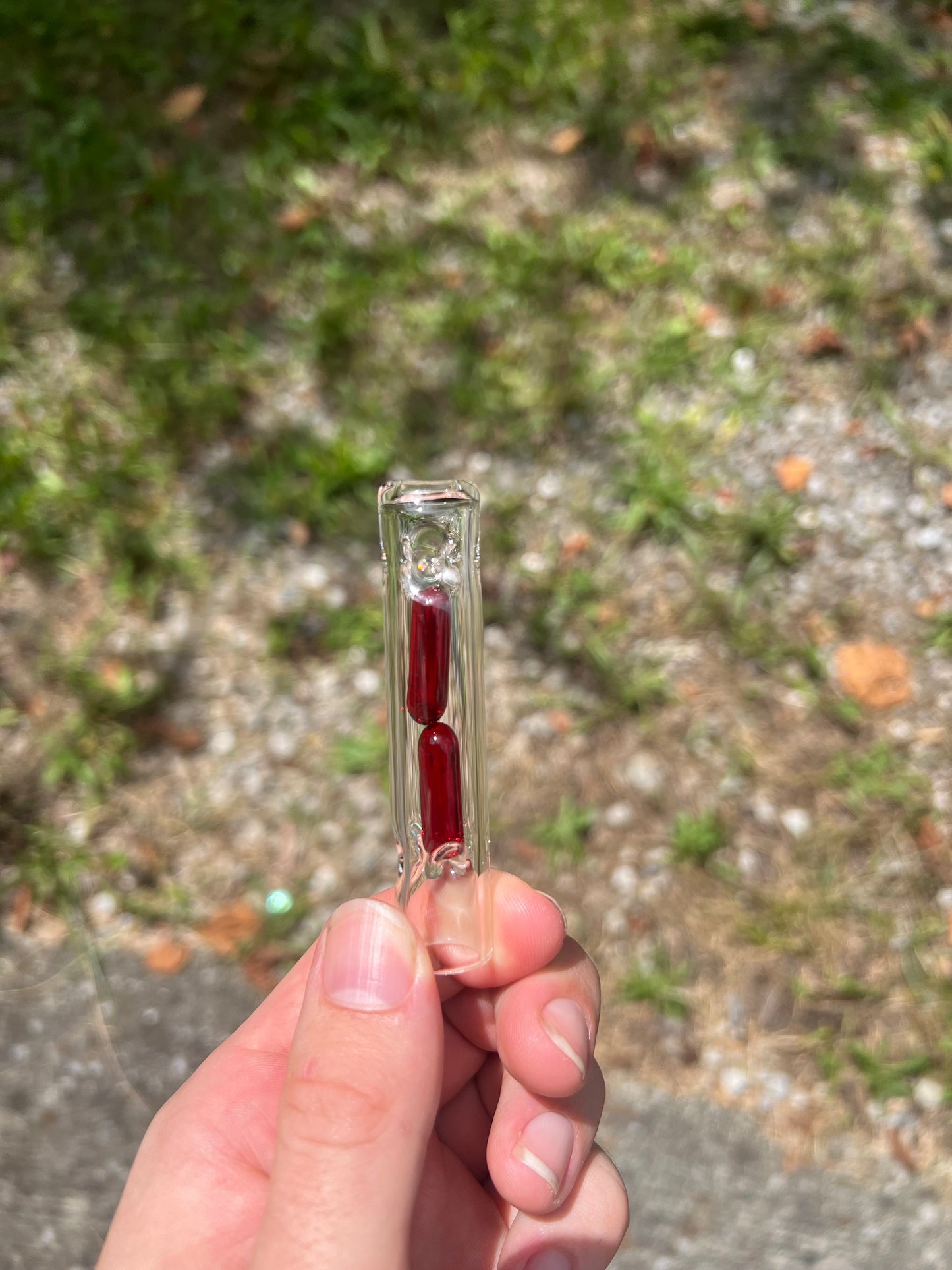Tinymight Glass 2 Terp Pill Stem w/ alt. dimpled mouthpiece - red