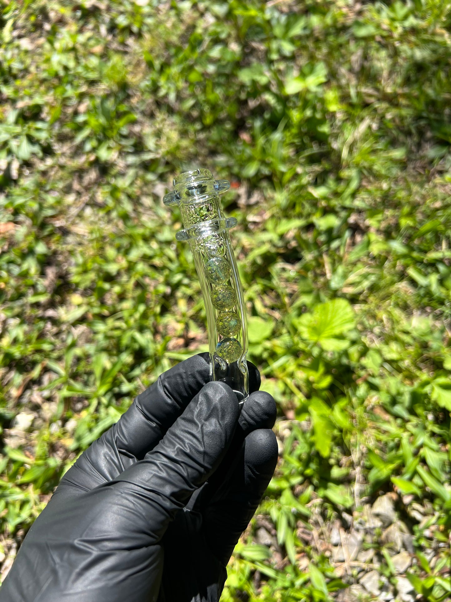 Tinymight Glass 4 Marble Stem w/Blown mouthpiece - Milky Yoshi (CFL)