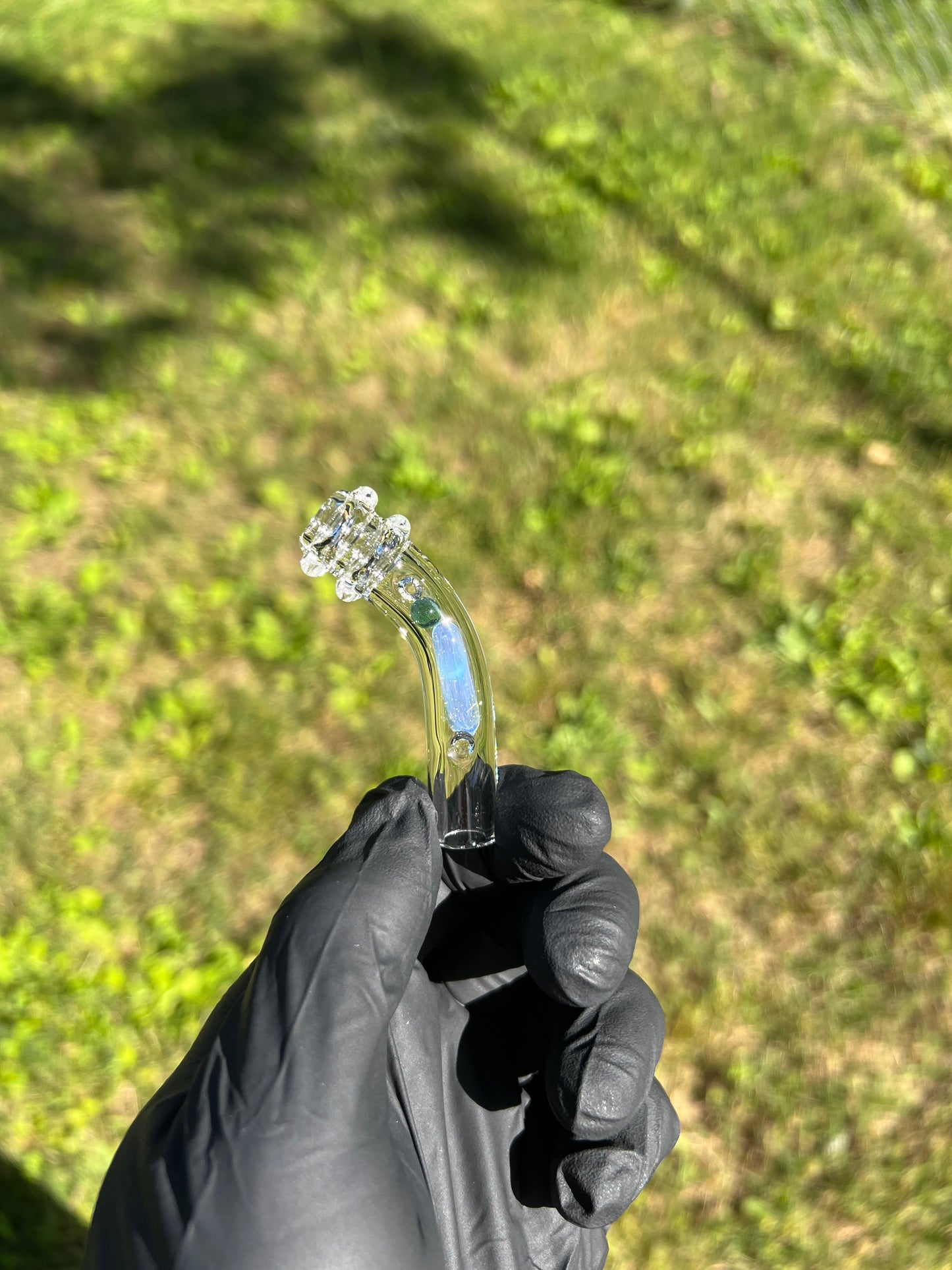 Potv Lobo/ One Glass terp pill/ marble stem w/ blown Mp - Blue Waves Opal/ White Opal