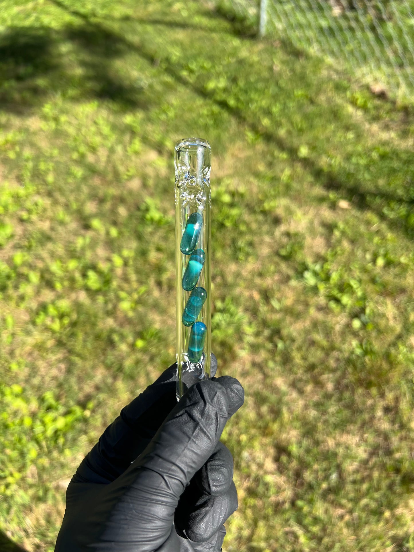 Tinymight Glass 4 Terp Pill Stem w/ dimpled mouthpiece - Blue Waves Opal