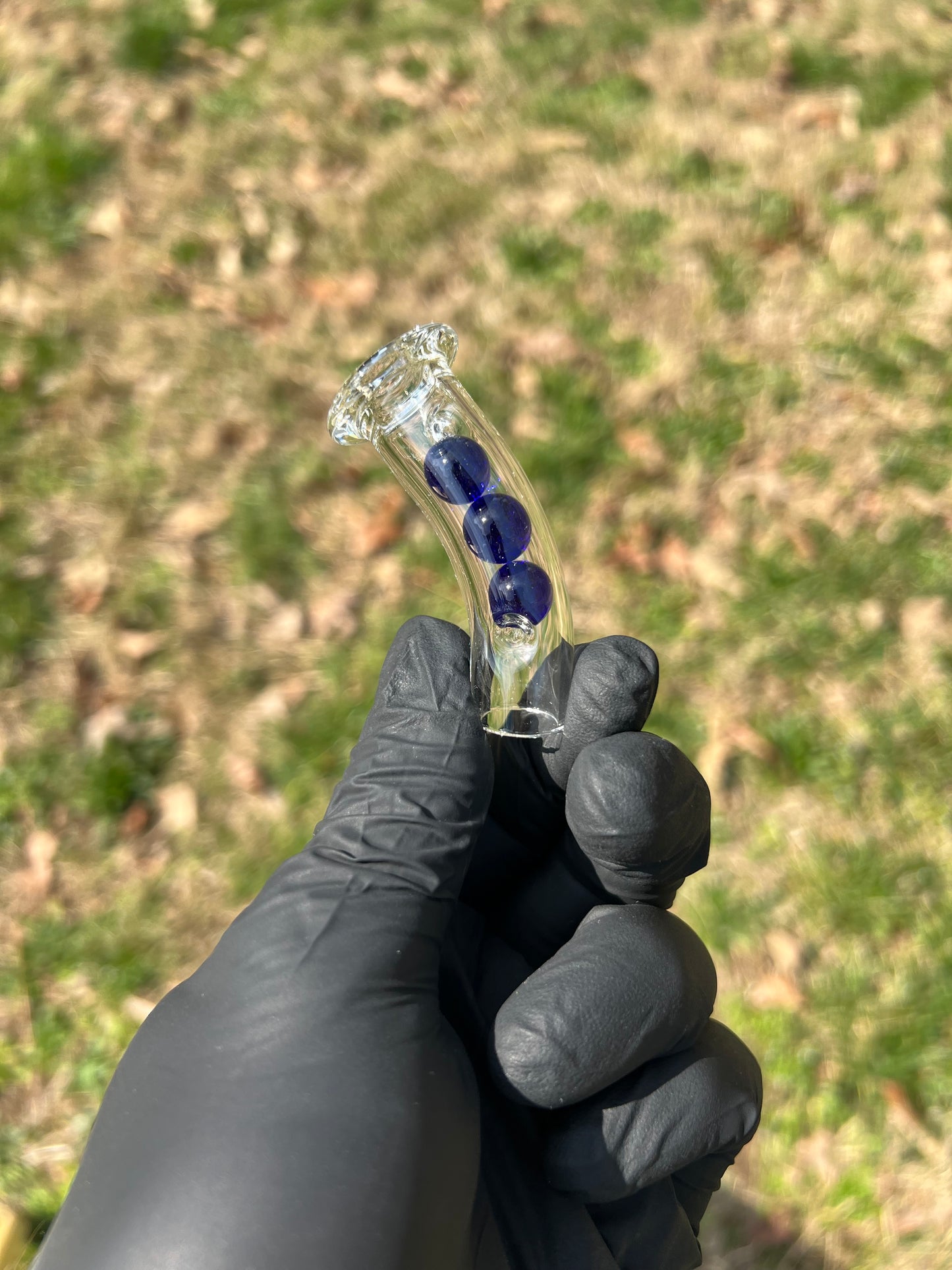 Frolic glass 3 marble curved stem - Cobalt