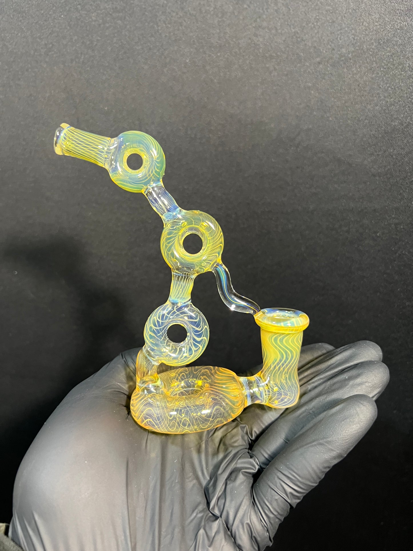 14mm Female Stationary Donut Sculpture - Silver Fume #3