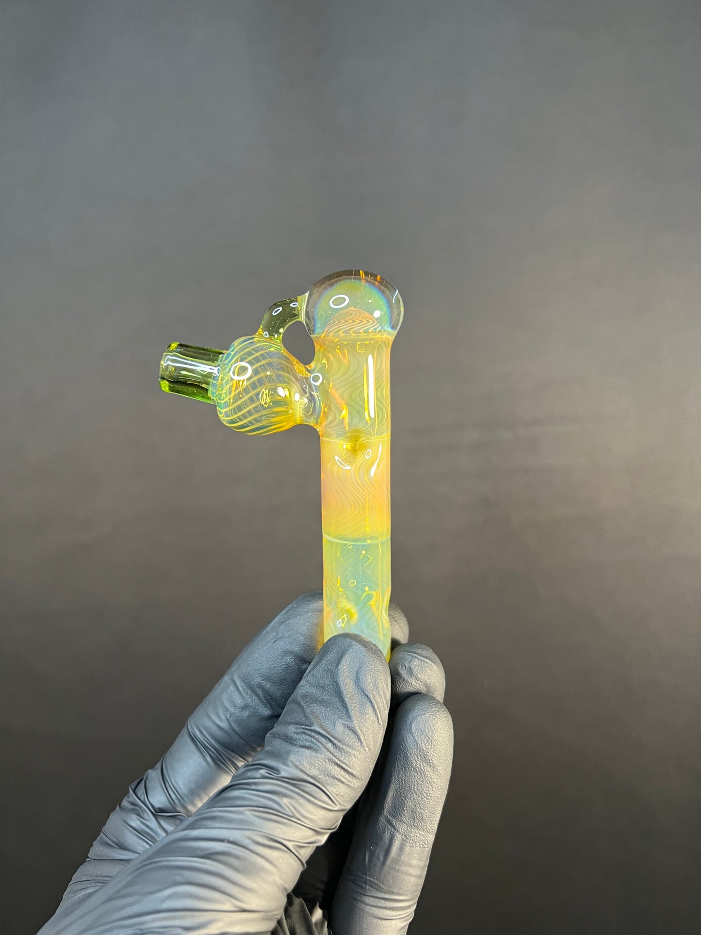 Tinymight Glass 4 Marble Stem Full Color implosion- Silver fume/ Absinthe