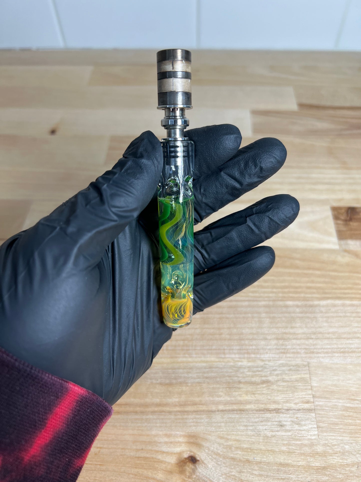 9MM/BFG Dani stem- Silver fume/ Green Linework/ Milky Yoshi (cfl)