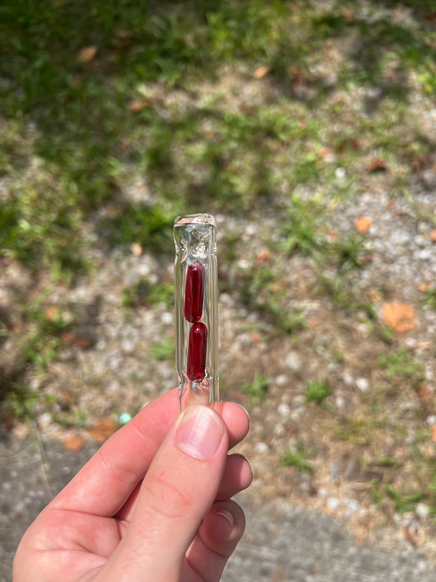 Tinymight Glass 2 Terp Pill Stem w/ alt. dimpled mouthpiece - red