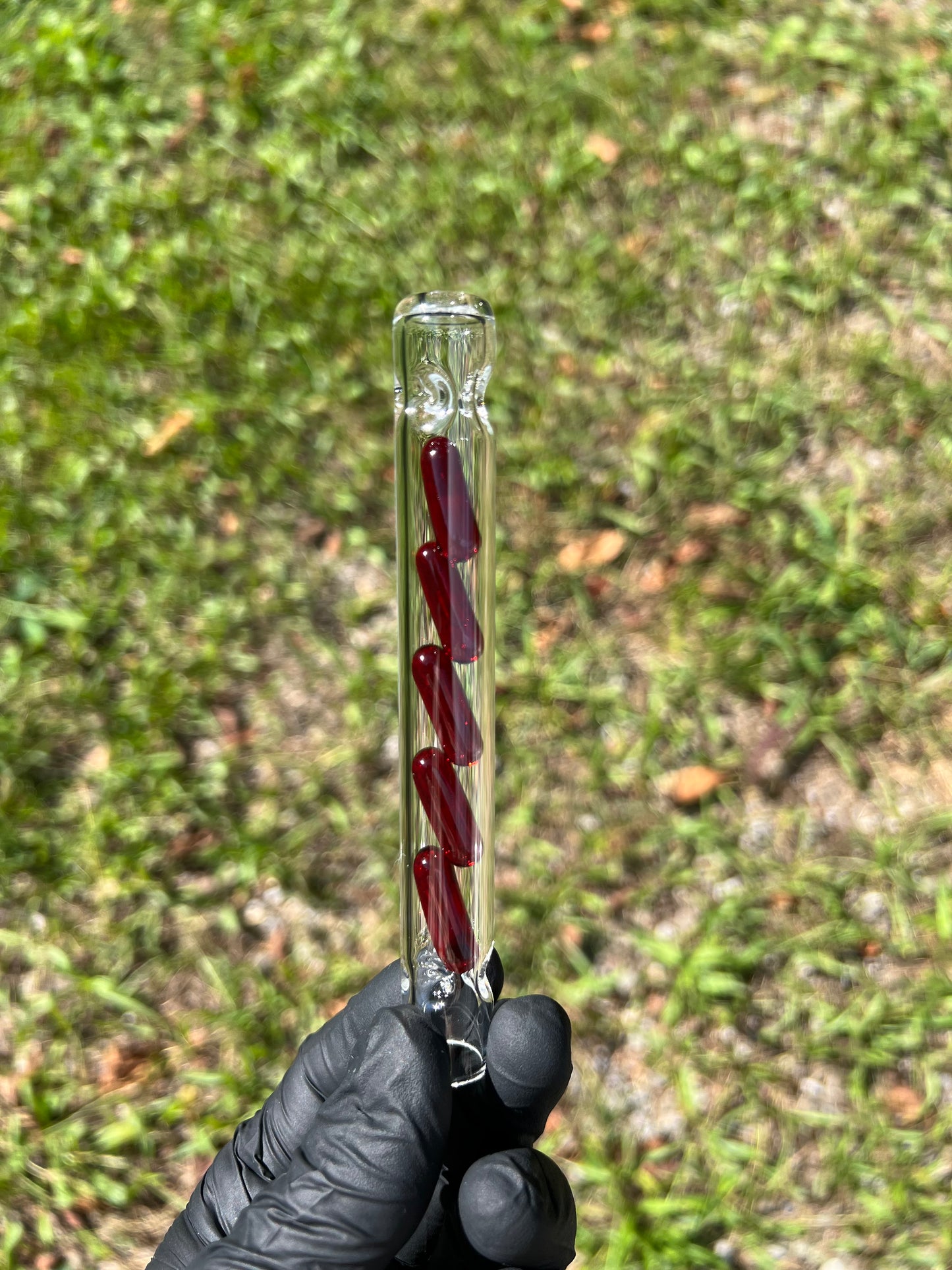 Tinymight Glass 5 Terp Pill Stem w/ dimpled mouthpiece - Red