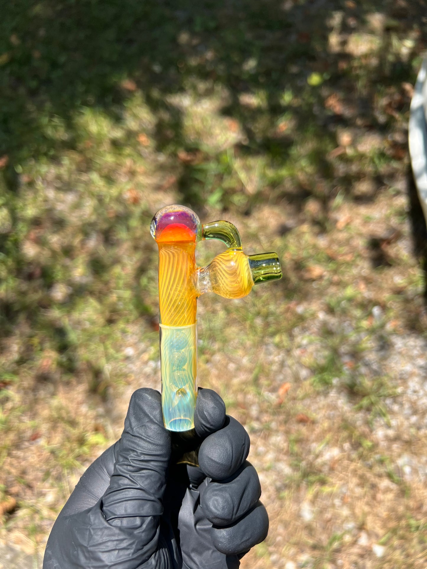 Tinymight Glass 5 Marble Stem Full Color implosion- Silver fume/ Absinthe