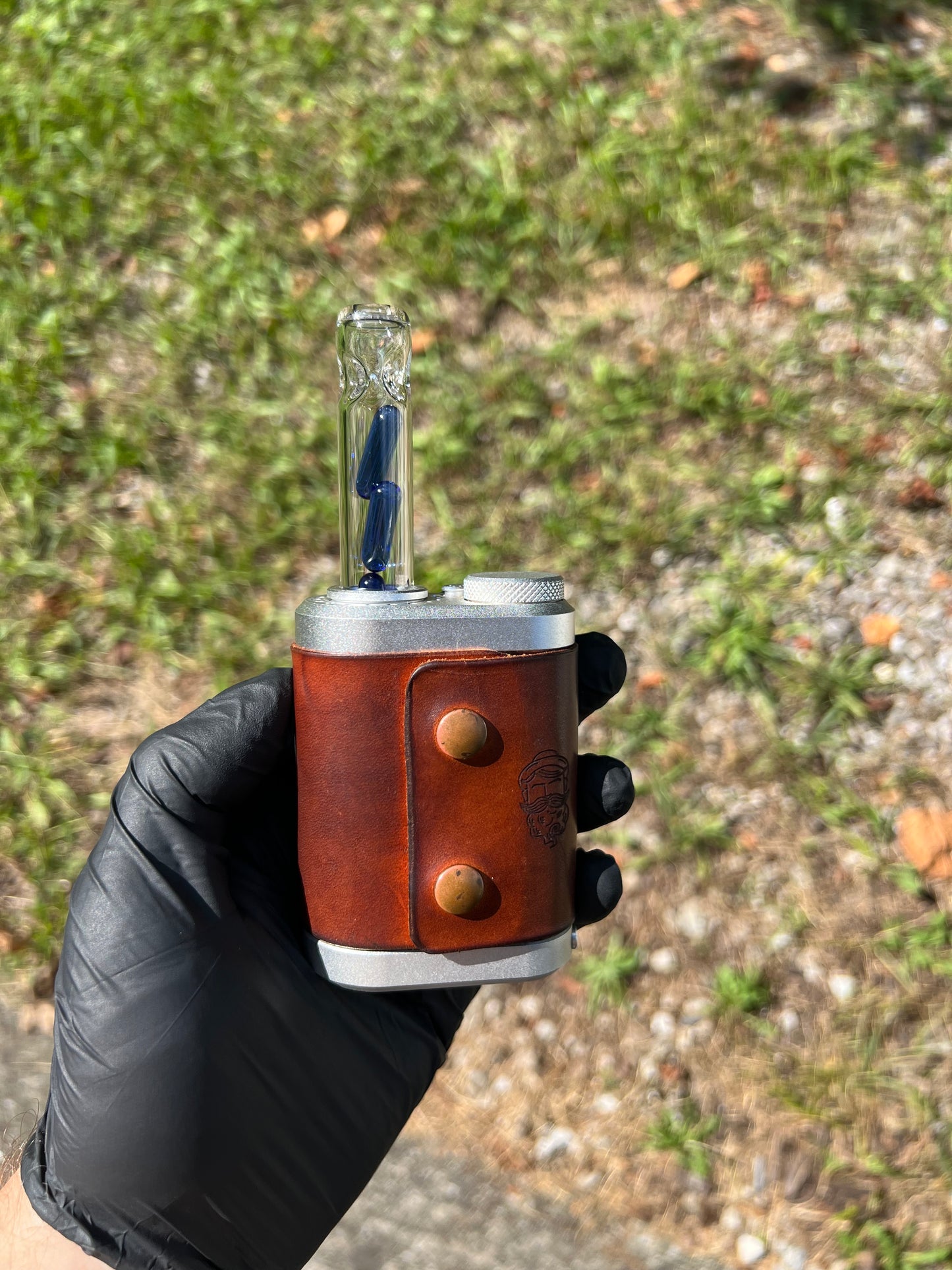 Tinymight Glass 3 Terp Pill Stem w/ alt. dimpled mouthpiece - Cobalt