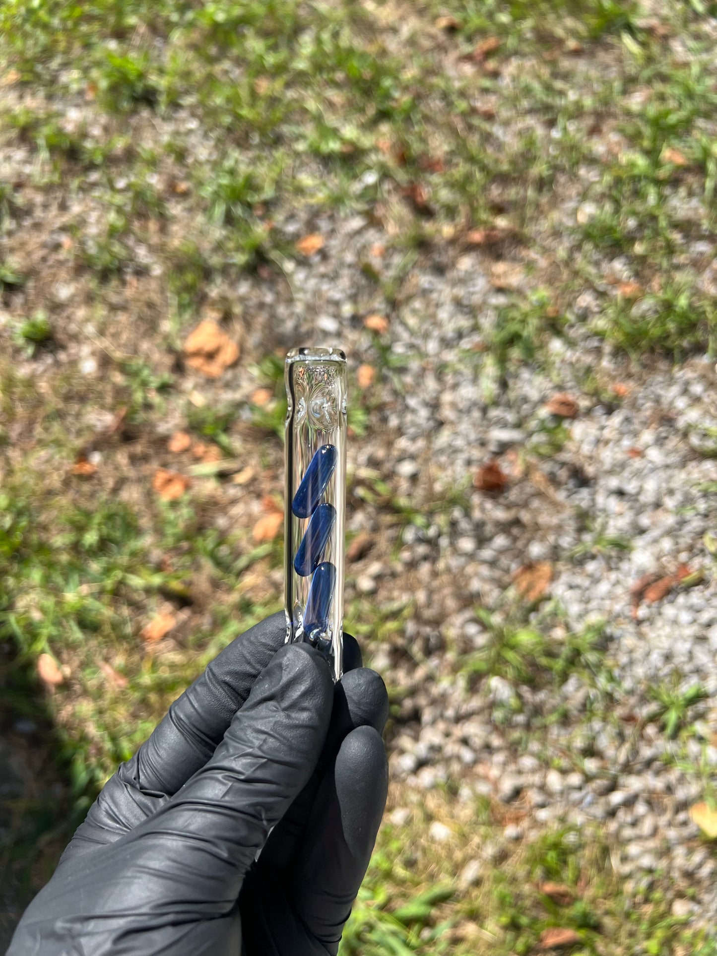 Tinymight Glass 3 Terp Pill Stem w/ dimpled mouthpiece - Cobalt