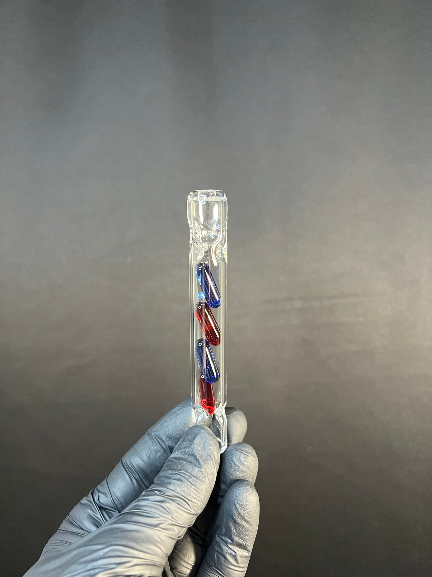 Glass 4 Terp Pill Stem w/ dimpled mouthpiece - Cobalt/ Res
