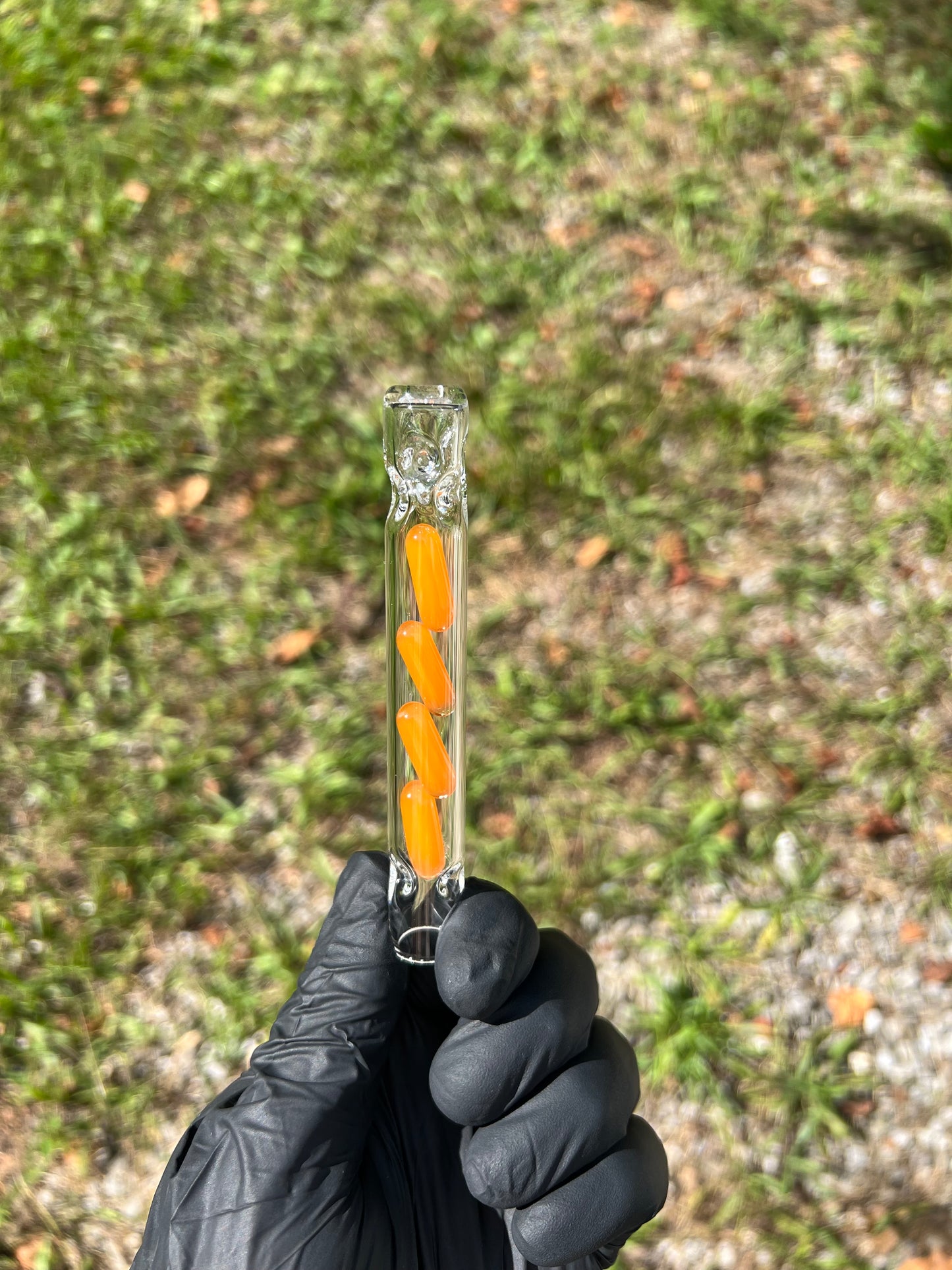 Tinymight Glass 4 Terp Pill Stem w/ dimpled mouthpiece - Orange