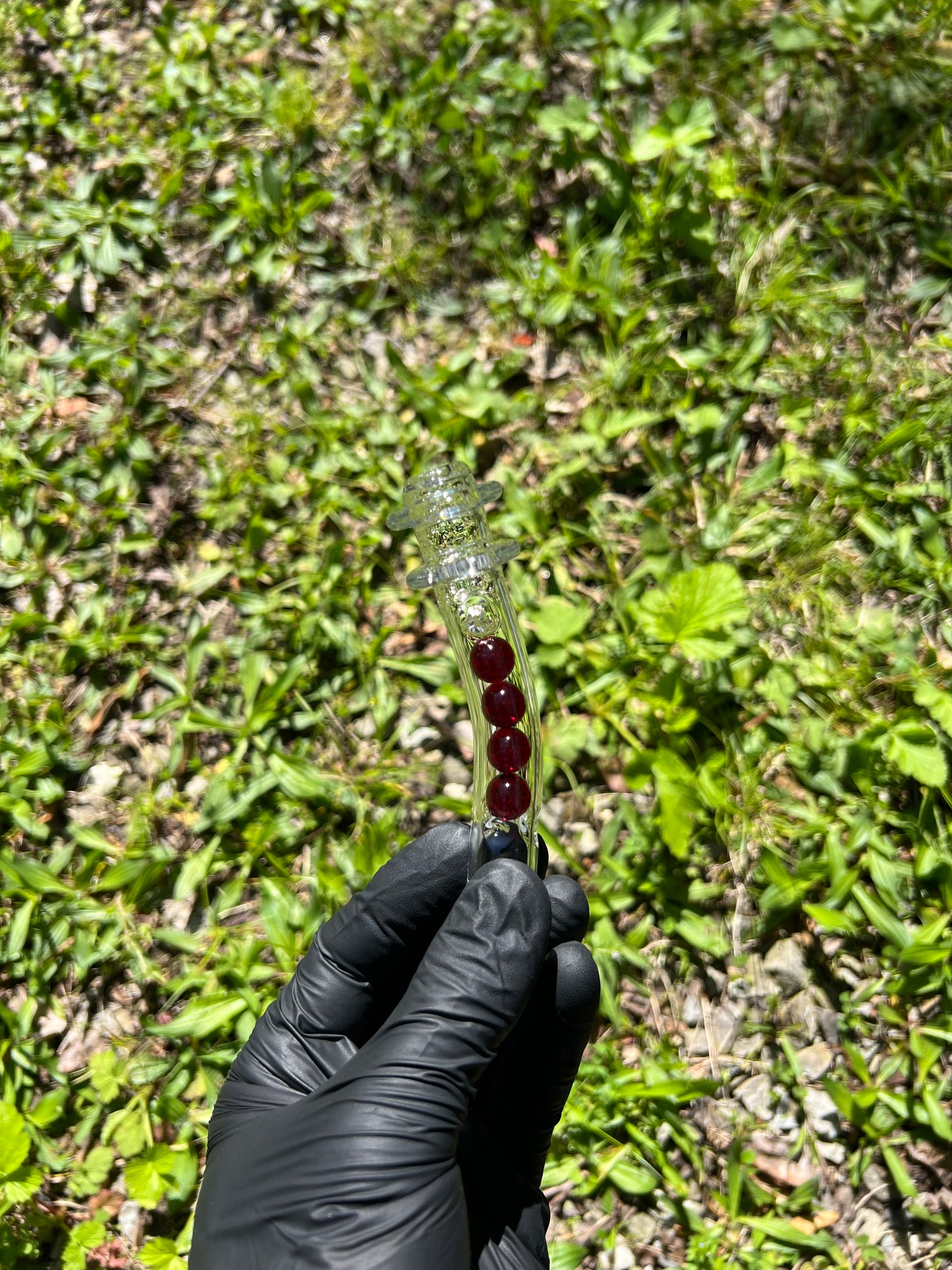Tinymight Glass 4 Marble Stem w/Blown mouthpiece - Red