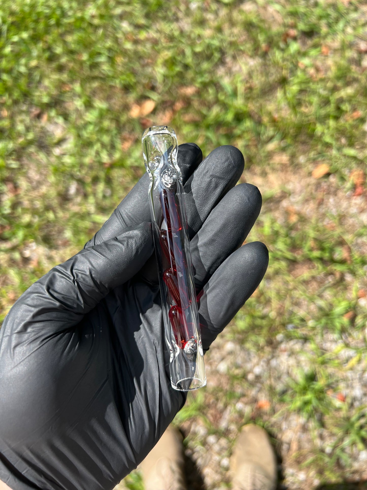 Tinymight Glass 4 Terp Pill Stem w/ dimpled mouthpiece - Red