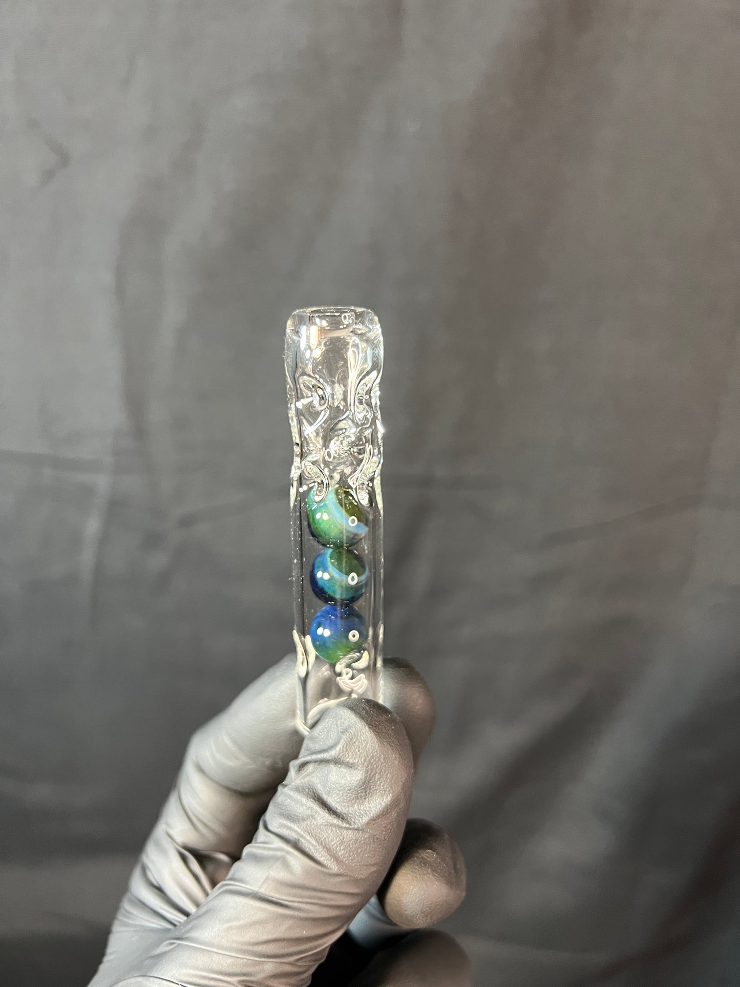 Tinymight Glass 3 Marble Stem w/dimpled mouthpiece - Blue Honey