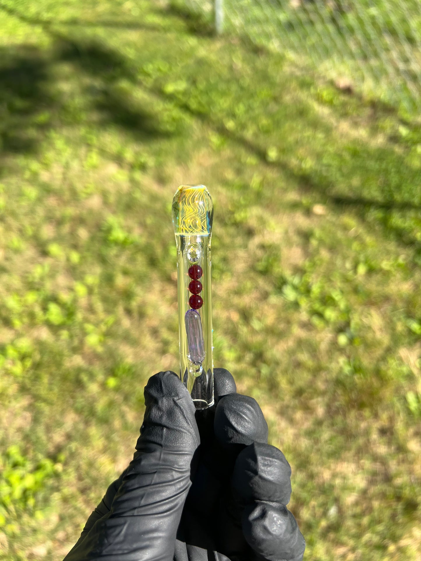 Potv Lobo/ One Glass terp pill/ marble stem w/ Fume Mp - Amythist Opal/Red