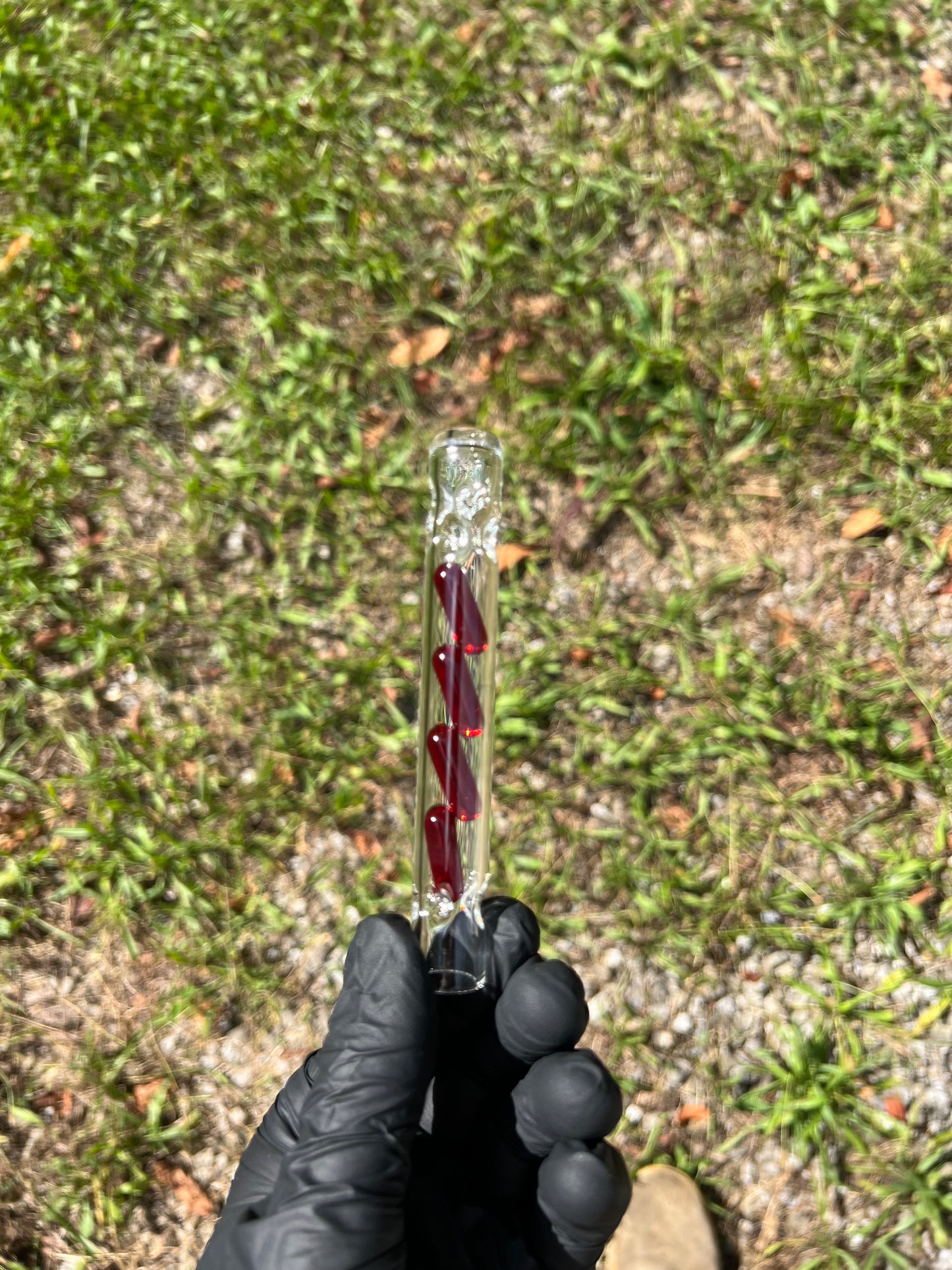 Tinymight Glass 4 Terp Pill Stem w/ dimpled mouthpiece - Red