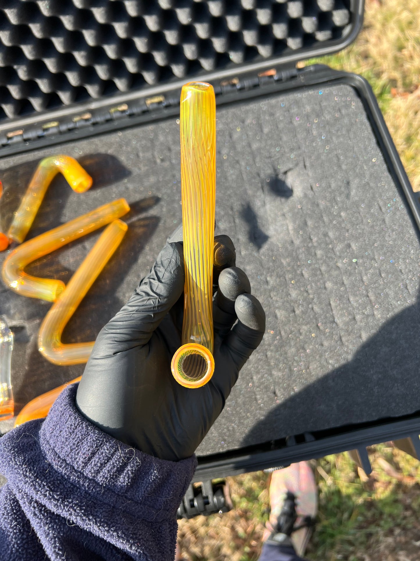 14mm Glass J hook - Silver Fume#1