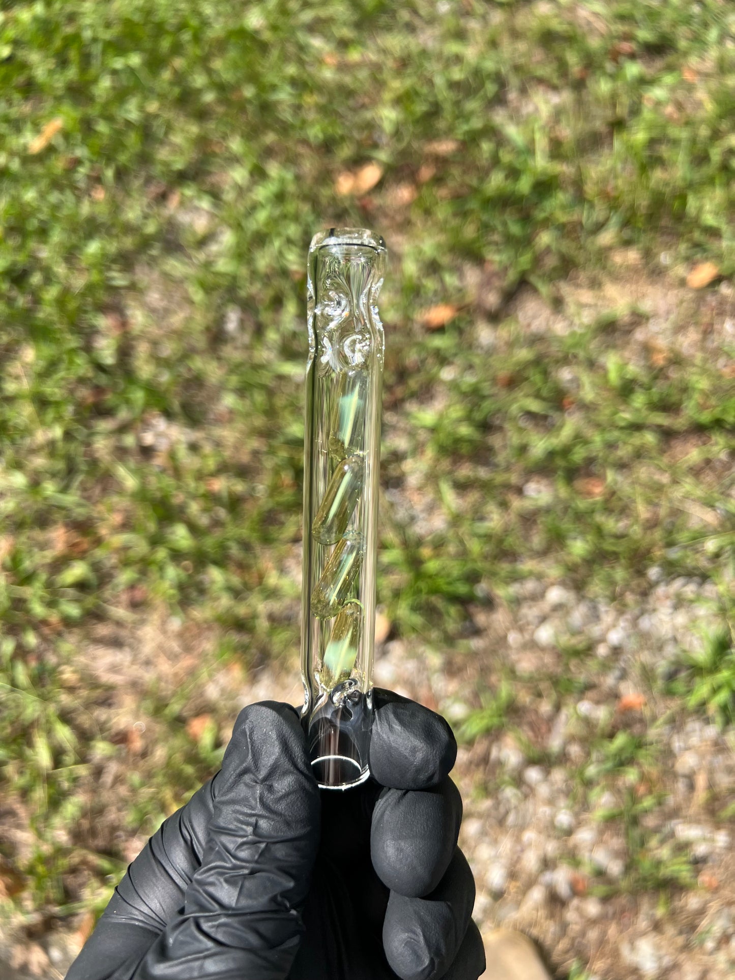 Tinymight Glass 4 Terp Pill Stem w/ dimpled mouthpiece - Milky Yoshi (CFl)