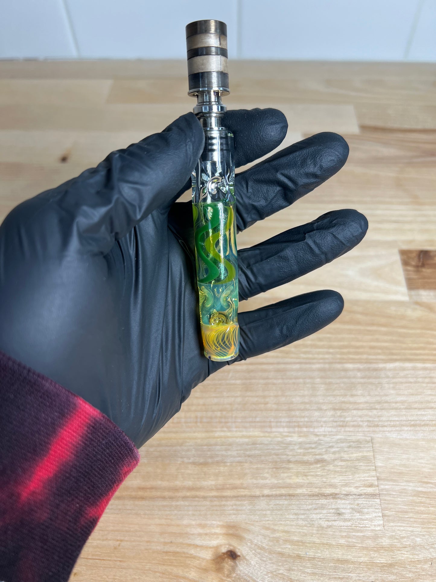 9MM/BFG Dani stem- Silver fume/ Green Linework/ Milky Yoshi (cfl)