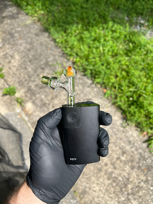 Potv Lobo/ One Glass Terp pill/marble implosion stem- Silver Fume/ Absinthe