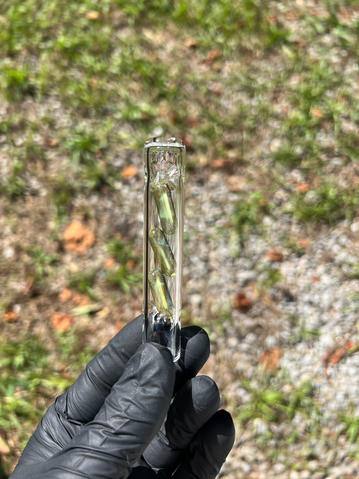 Tinymight Glass 3 Terp Pill Stem w/ dimpled mouthpiece - Milky Yoshi (CFL)