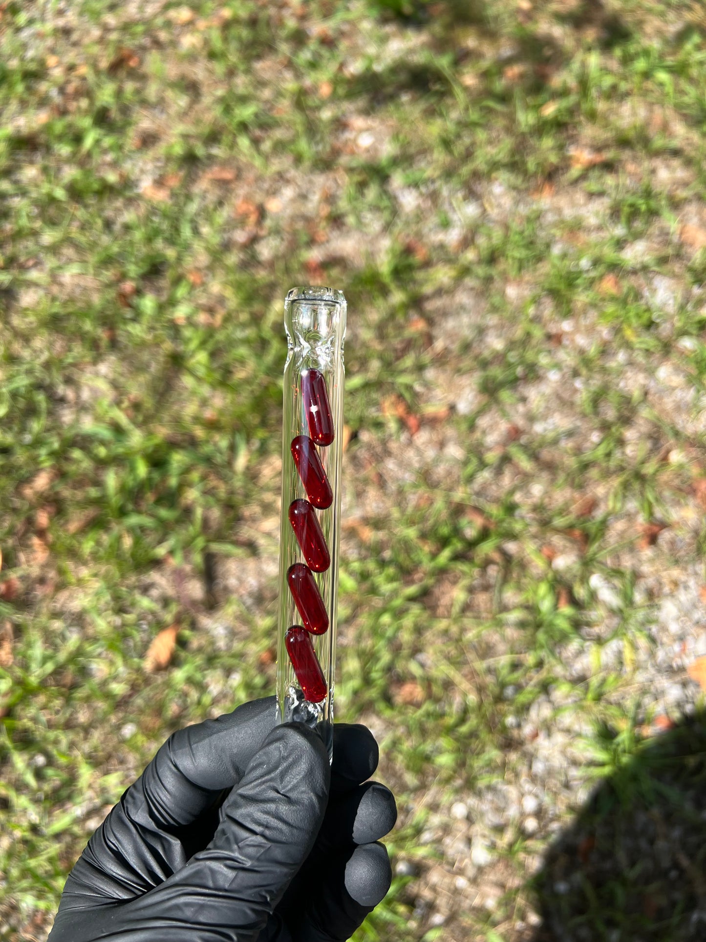 Tinymight Glass 5 Terp Pill Stem w/ dimpled mouthpiece - Red