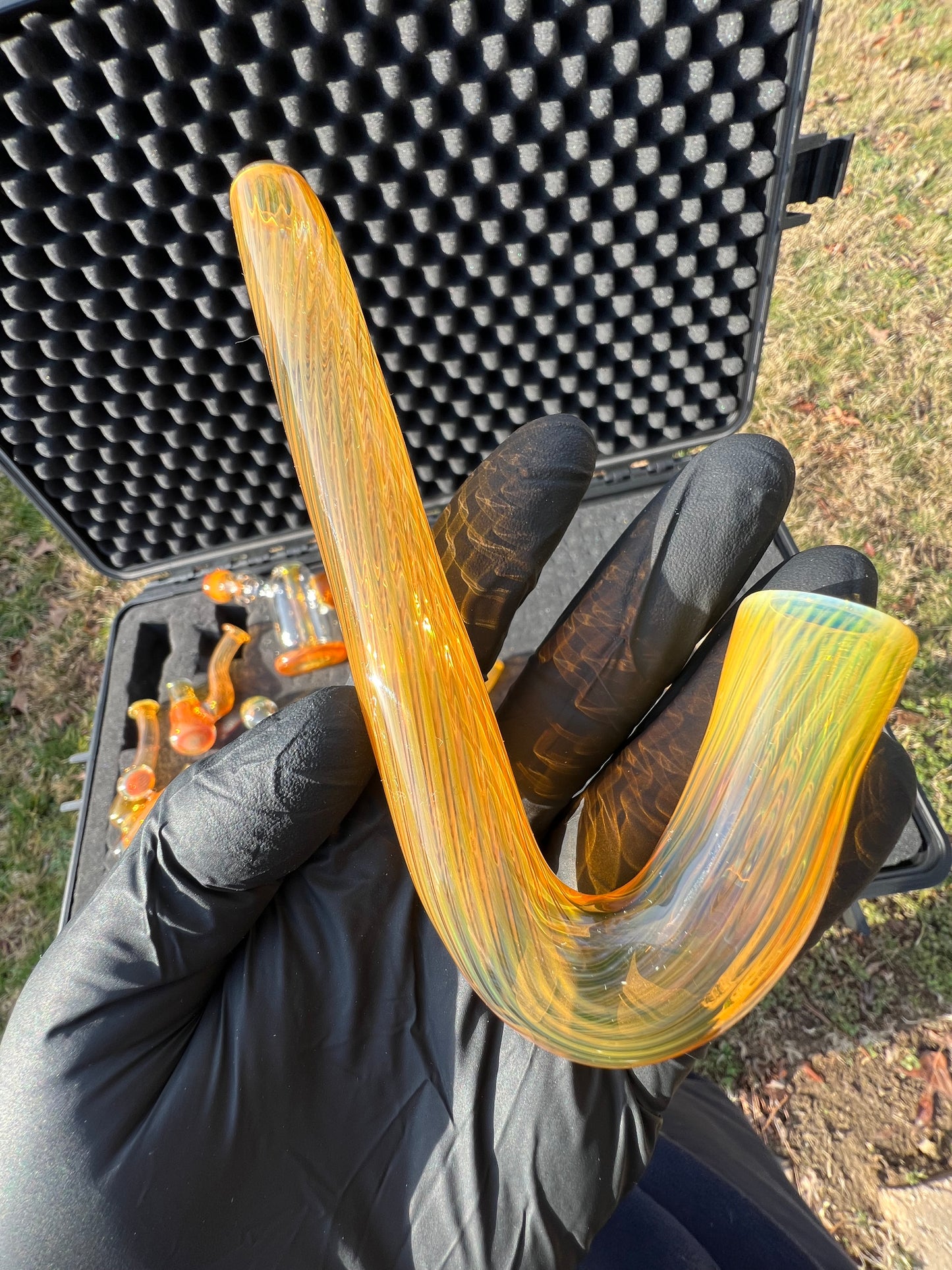 14mm Glass J hook - Silver Fume #3