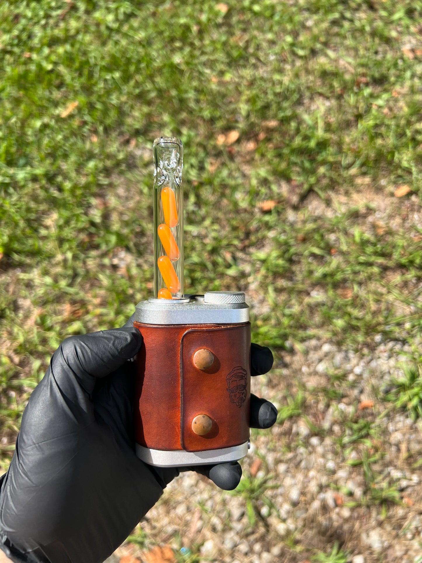 Tinymight Glass 4 Terp Pill Stem w/ dimpled mouthpiece - Orange