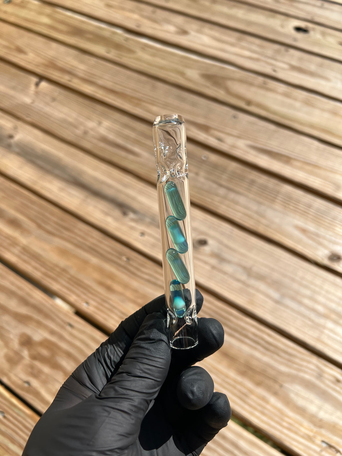 Tinymight Glass 4 Terp Pill Stem w/ dimpled mouthpiece - Marina