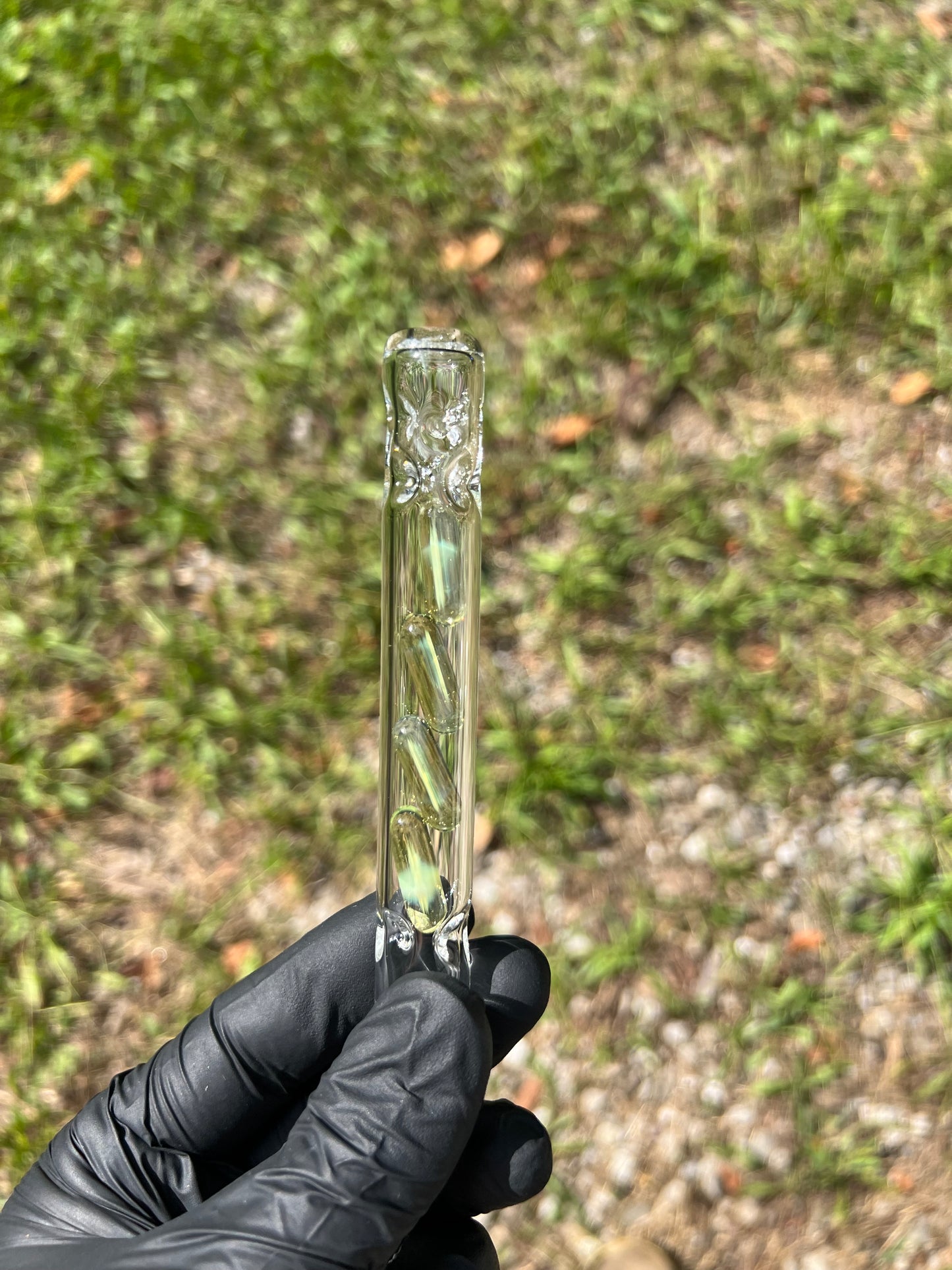 Tinymight Glass 4 Terp Pill Stem w/ dimpled mouthpiece - Milky Yoshi (CFl)