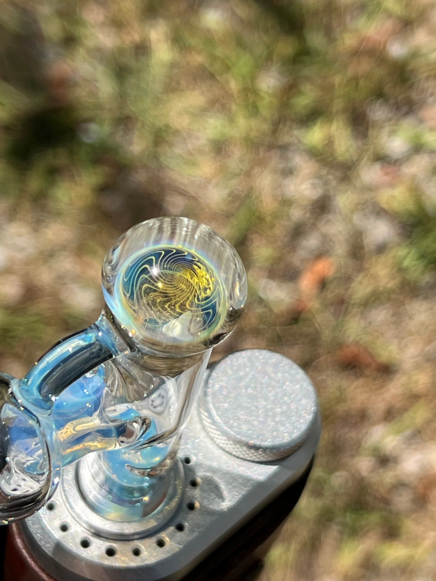 Tinymight Glass 3 Marble Stem Full Color implosion- Silver fume/Marina/ Ghost #1