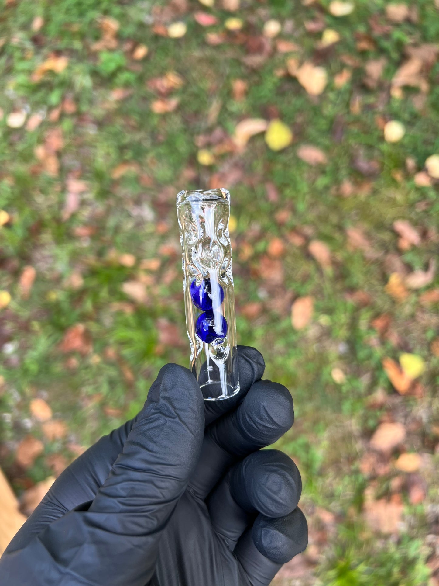 Tinymight Glass 2 Marble Stem w/dimpled mouthpiece - Cobalt