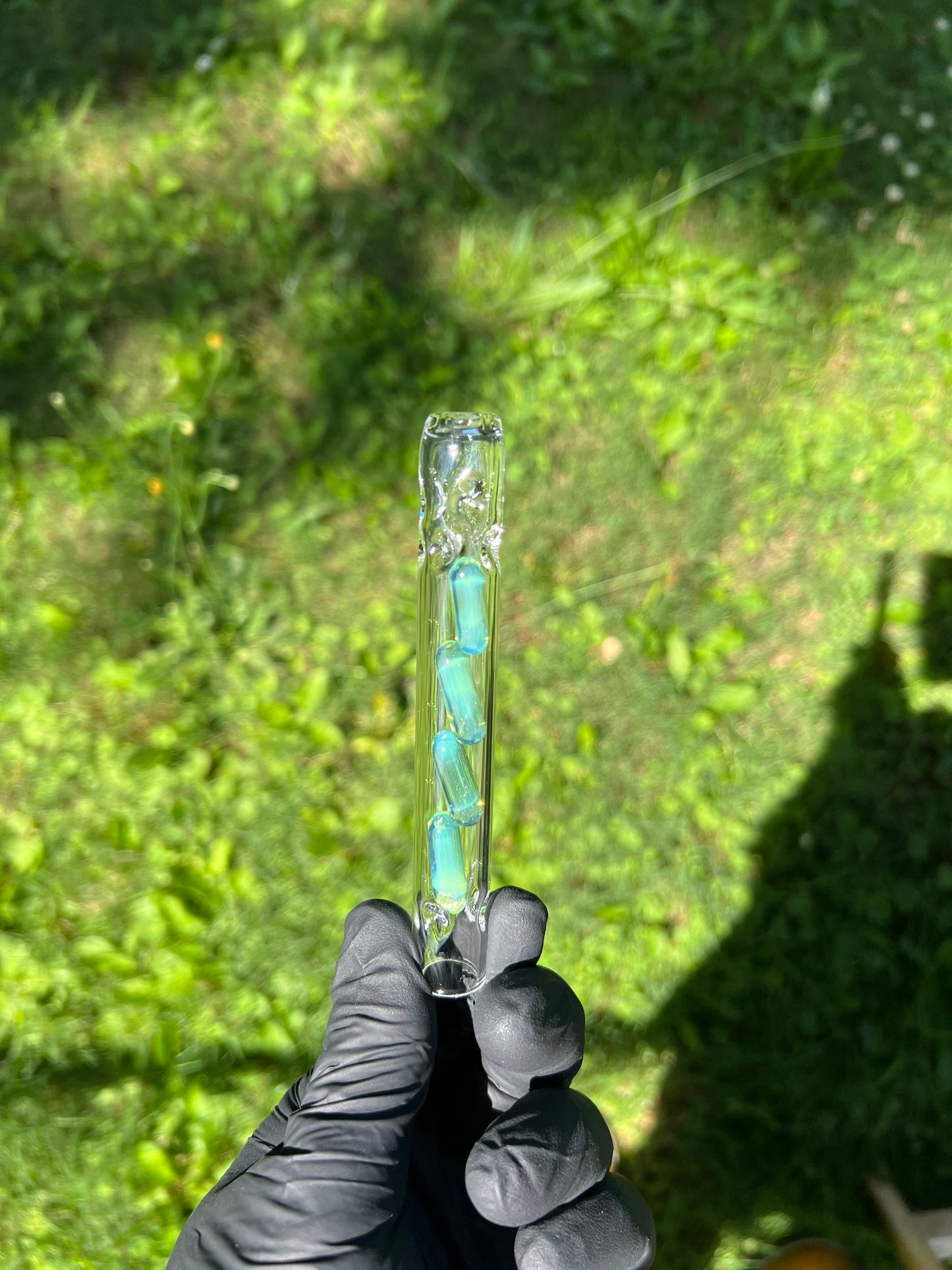 Tinymight Glass 4 Terp Pill Stem w/ dimpled mouthpiece - Green Opal