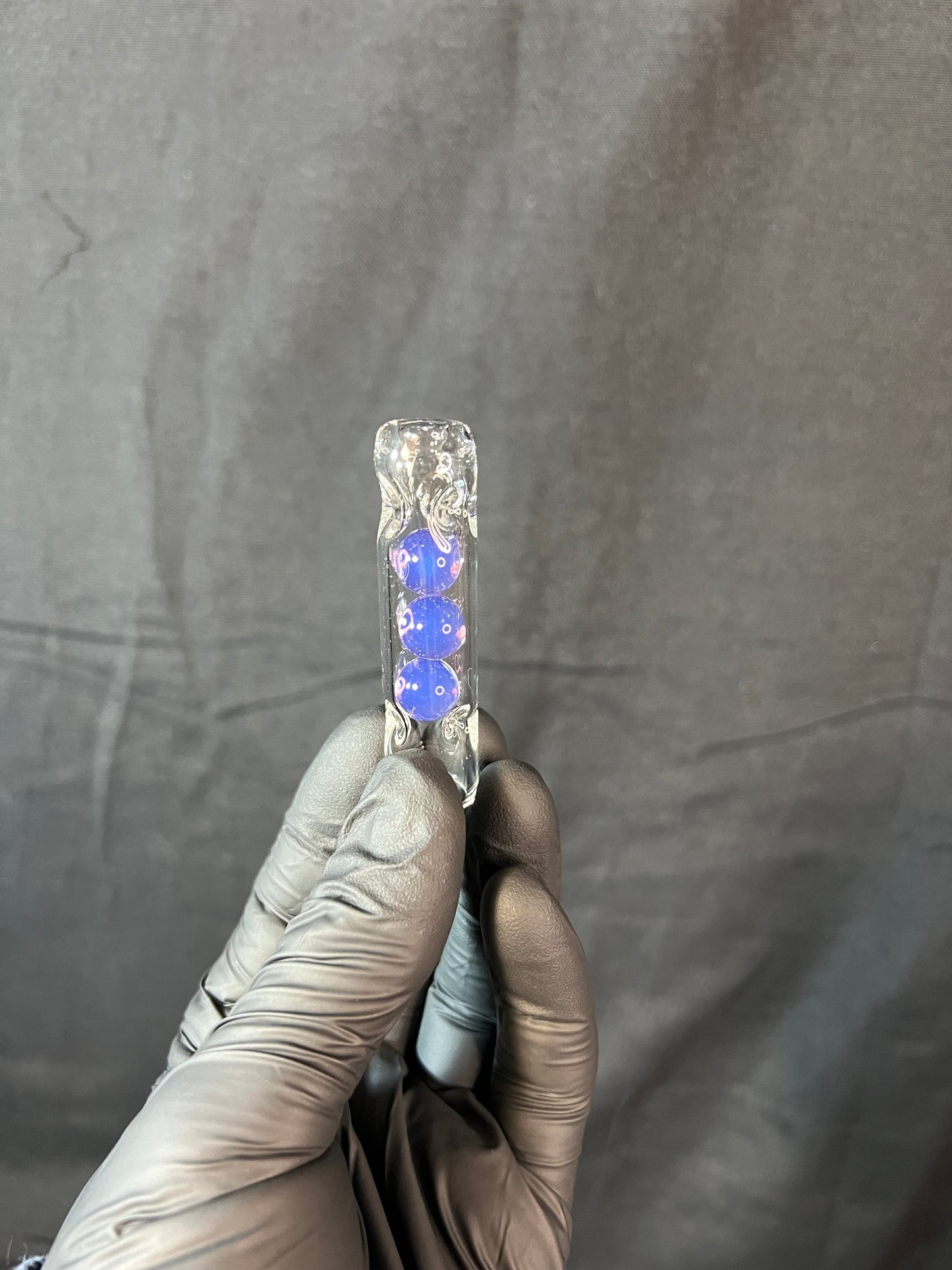 Tinymight Glass 3 Marble Stem w/dimpled mouthpiece - dense purple amethyst #1