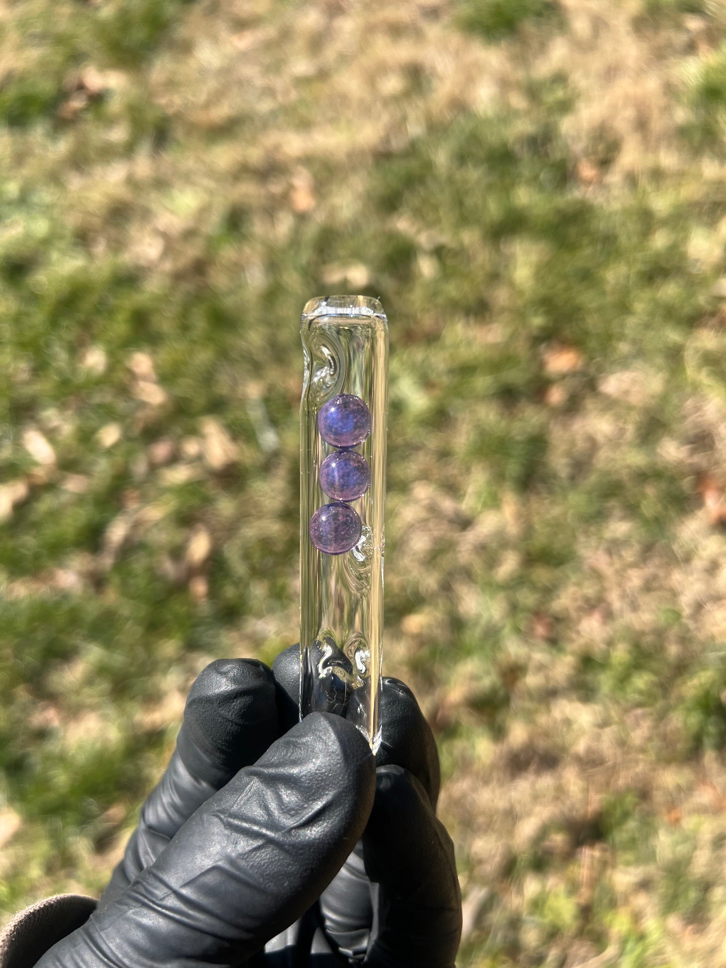 Toad Glass 3 Marble Stem w/dimpled Mp - Dense Purple Amethyst