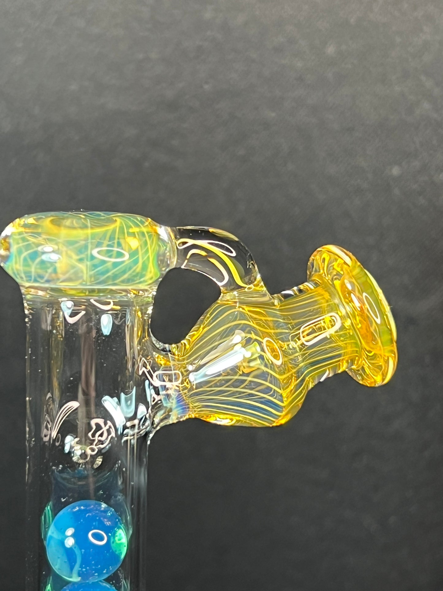 Tinymight Glass 3 Marble Stem implosion- Silver fume/ Marina #1