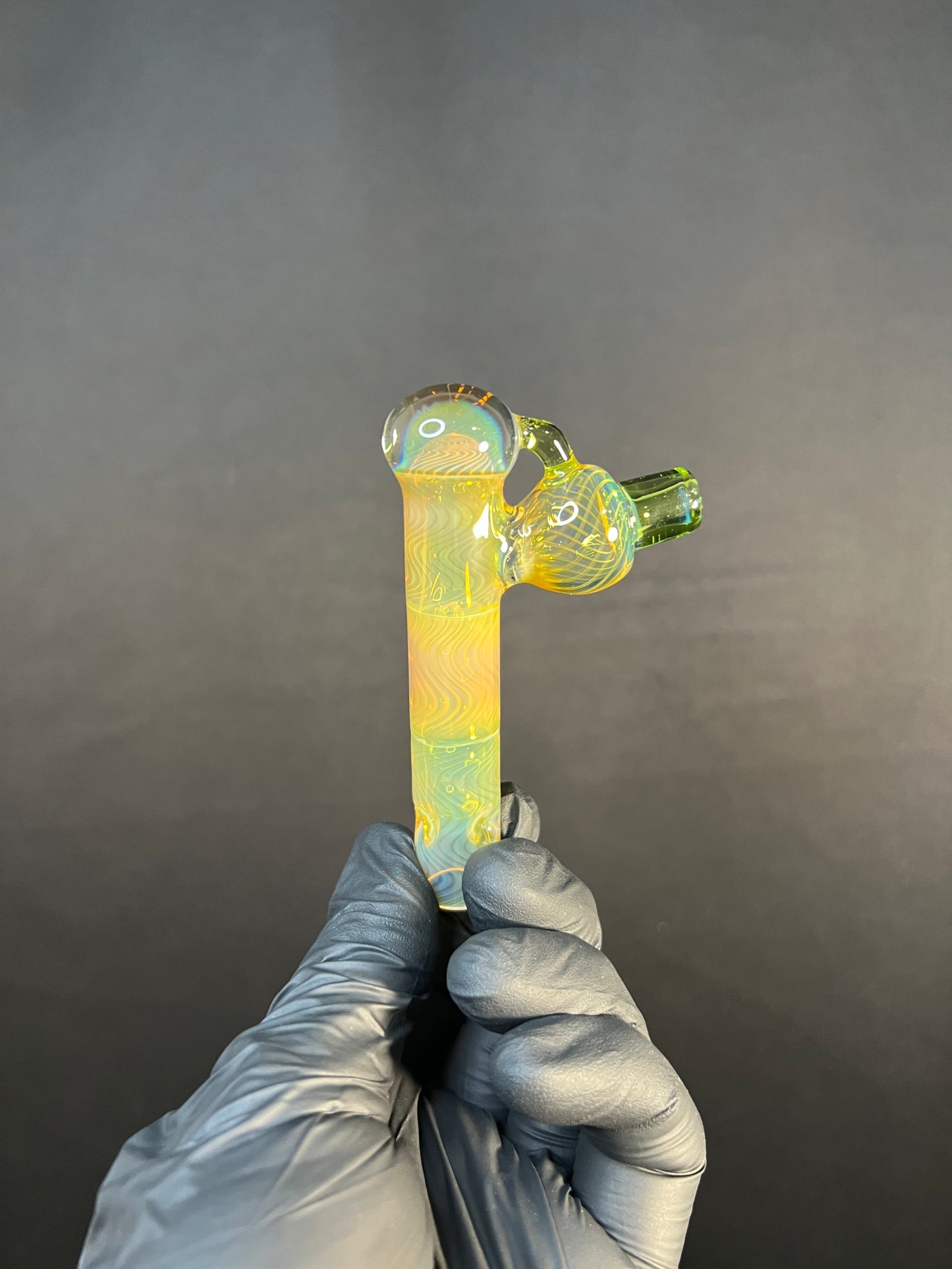 Tinymight Glass 4 Marble Stem Full Color implosion- Silver fume/ Absinthe