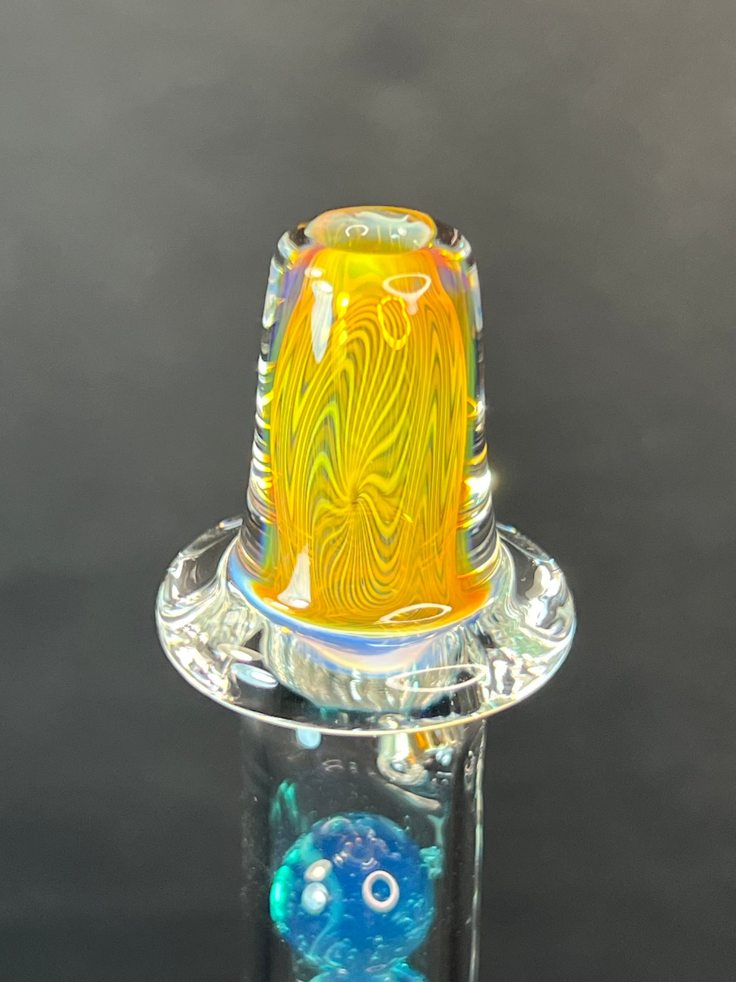 Tinymight Glass 3 Marble Stem w/color mouthpiece - Silver Fume/ Marina #5