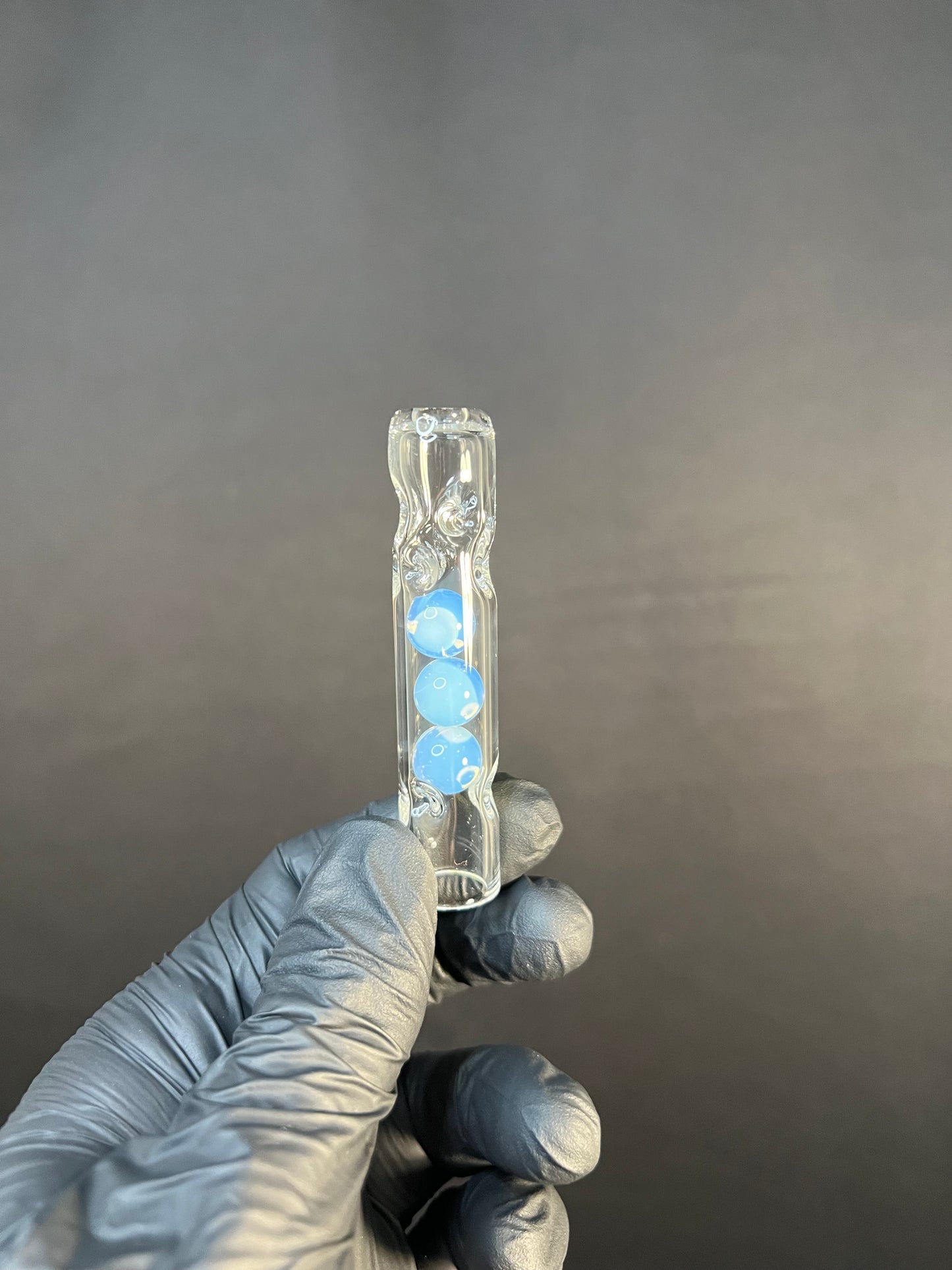 Tinymight Glass 3 Marble Stem w/dimpled mouthpiece - Ghost