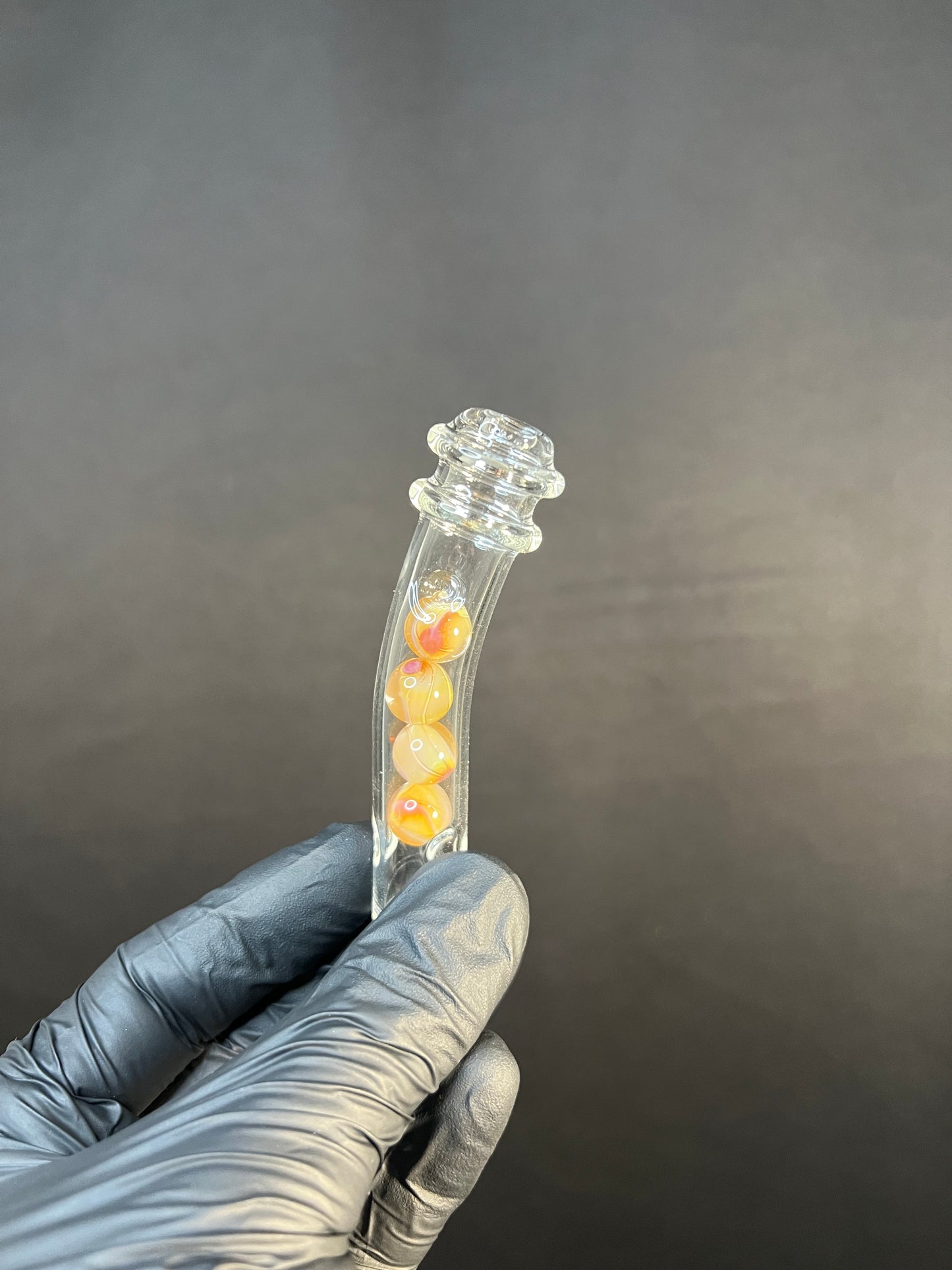 Tinymight Glass 4 Marble Stem w/Blown mouthpiece - yellow Elvis/ peach