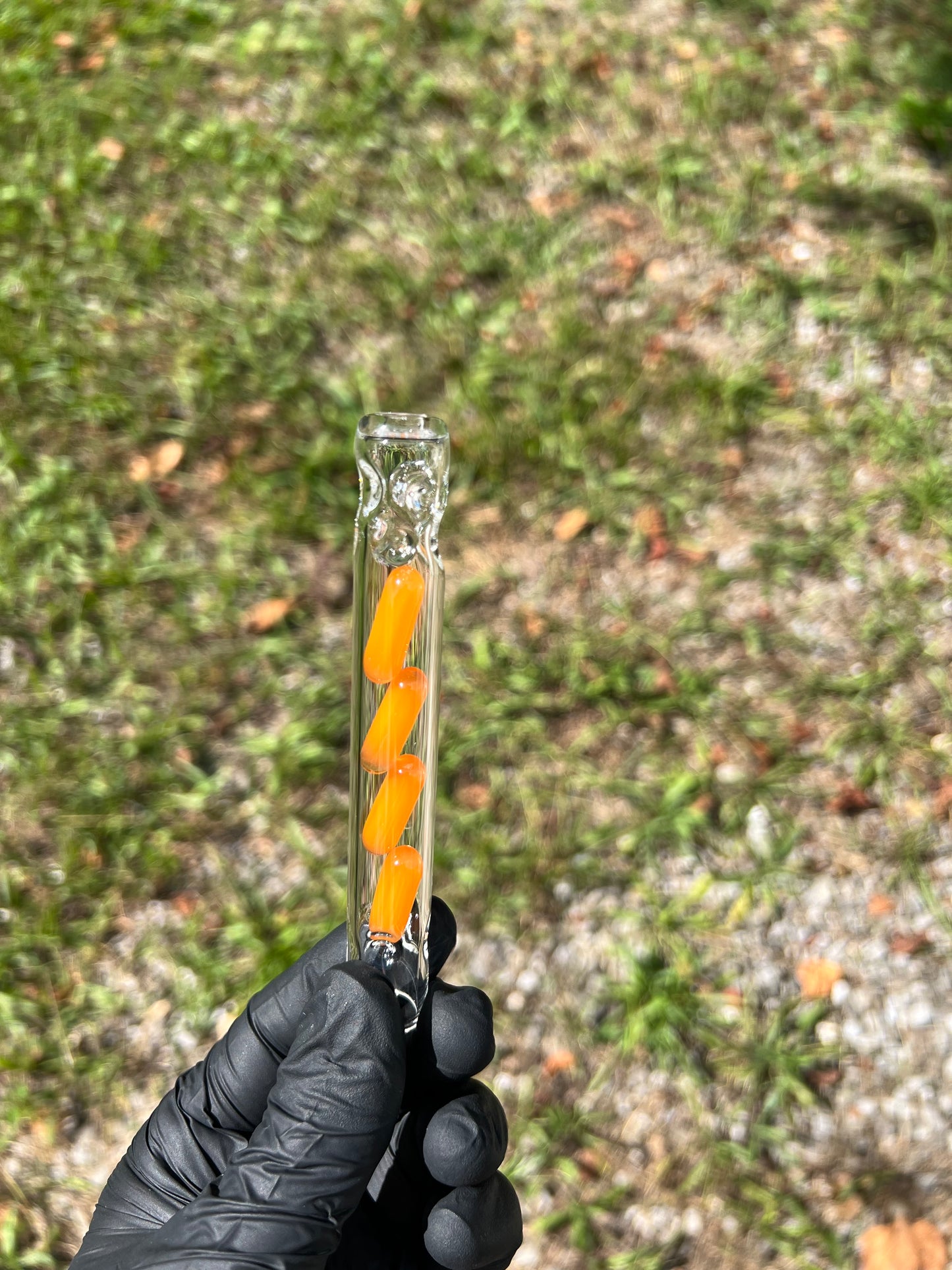 Tinymight Glass 4 Terp Pill Stem w/ dimpled mouthpiece - Orange