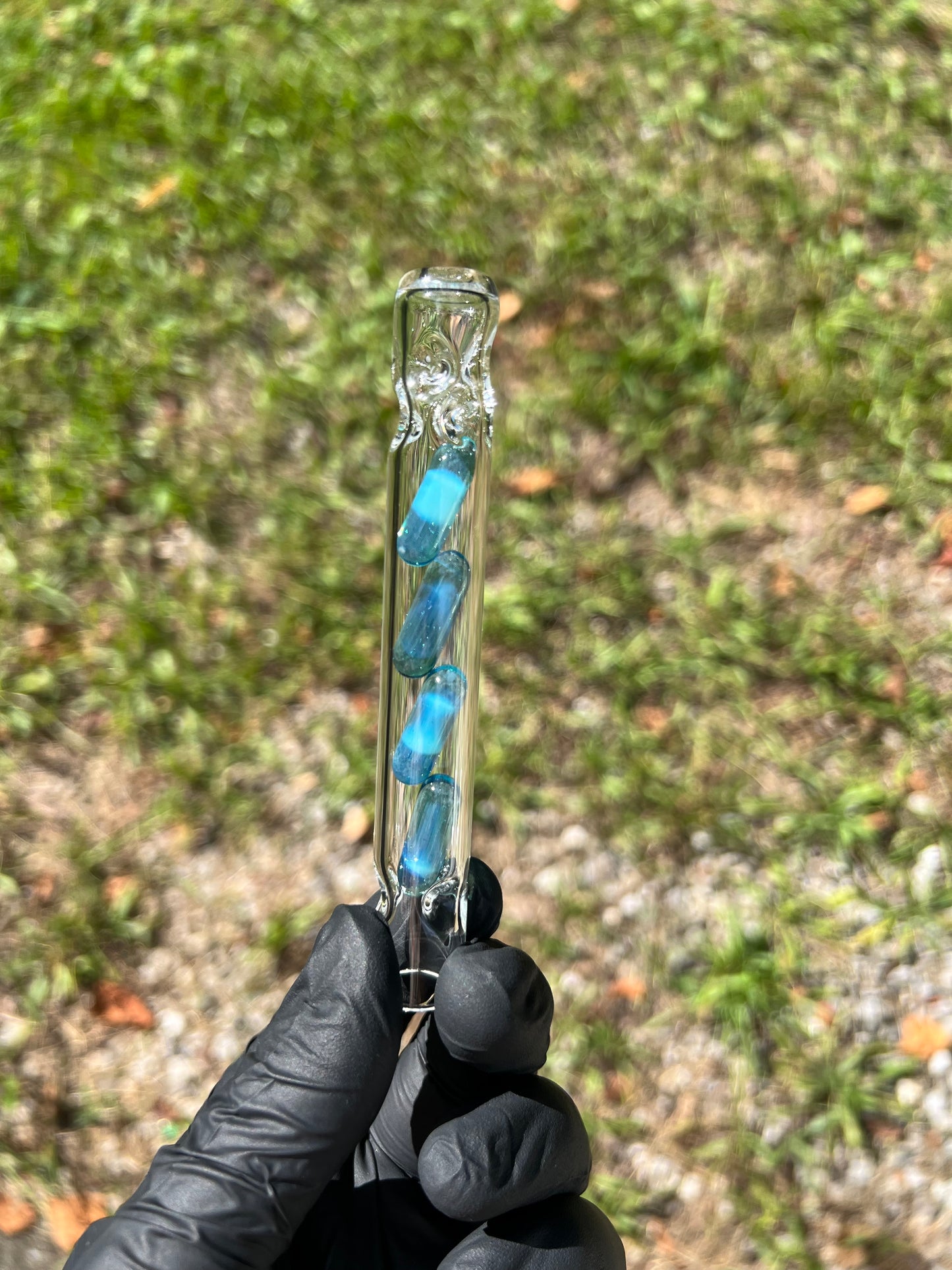 Tinymight Glass 4 Terp Pill Stem w/ dimpled mouthpiece - Marina